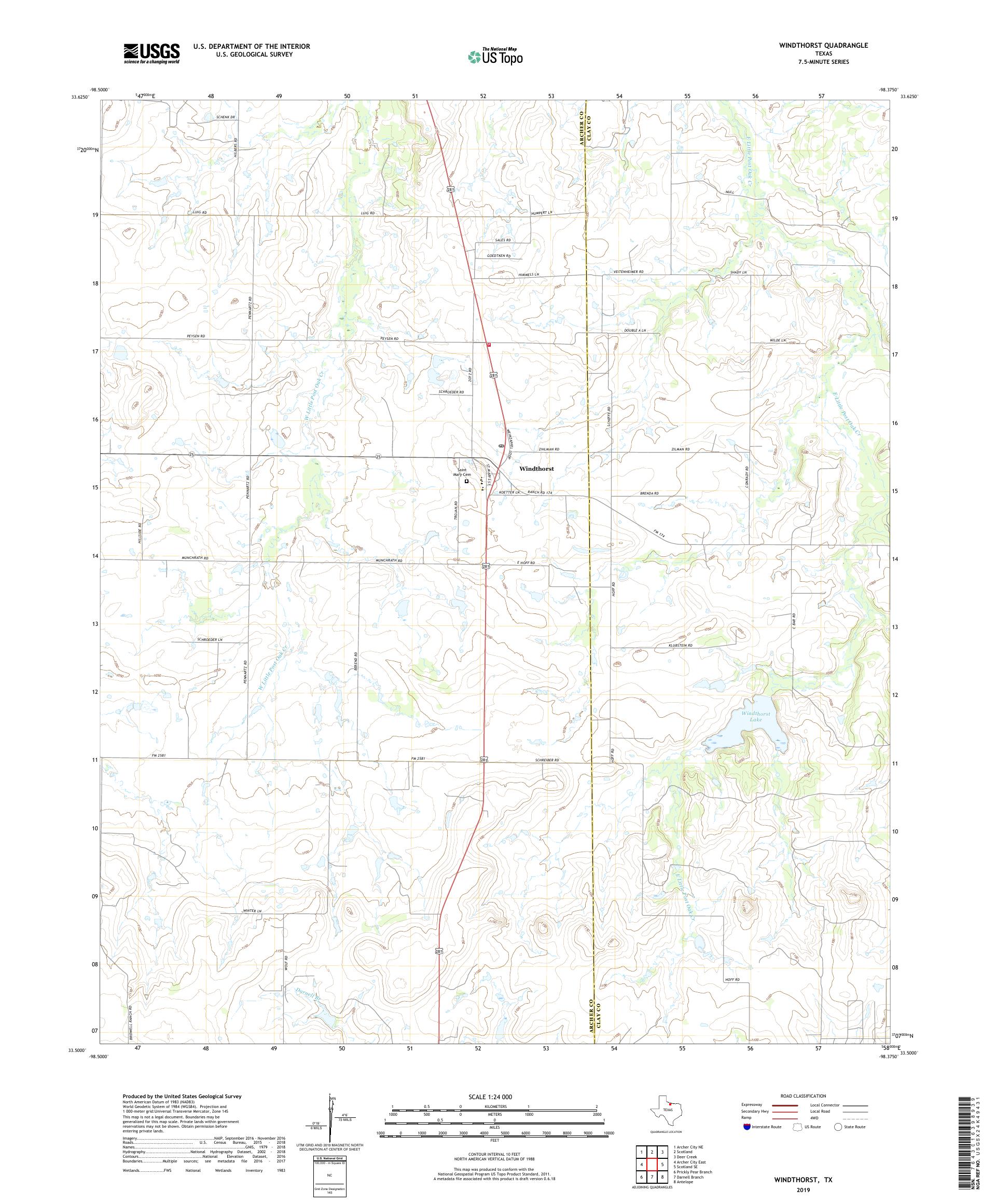 Windthorst Texas US Topo Map – MyTopo Map Store