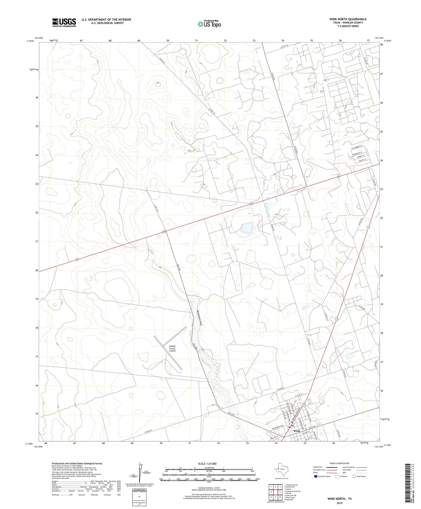 Wink North Texas US Topo Map Image
