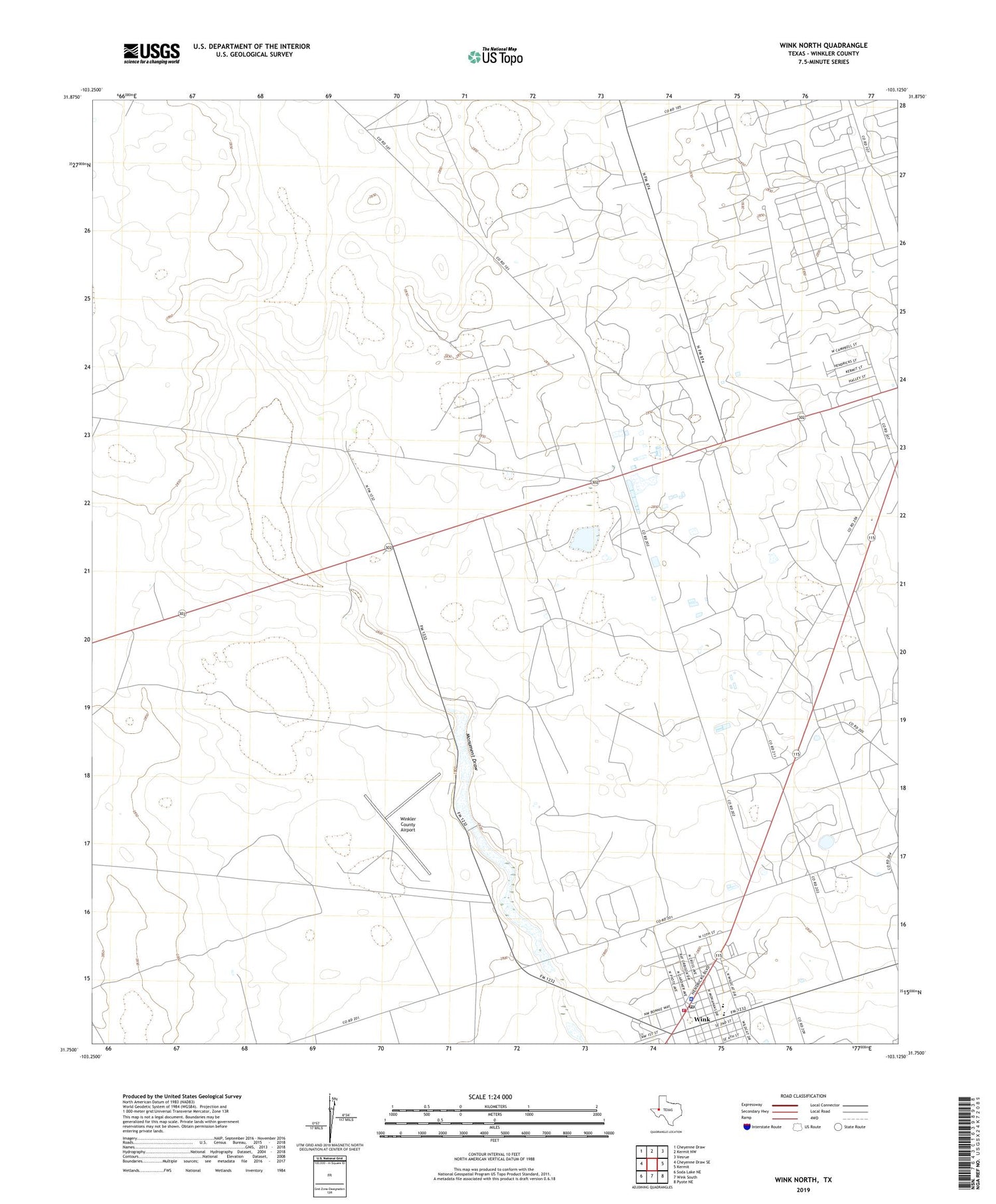 Wink North Texas US Topo Map Image