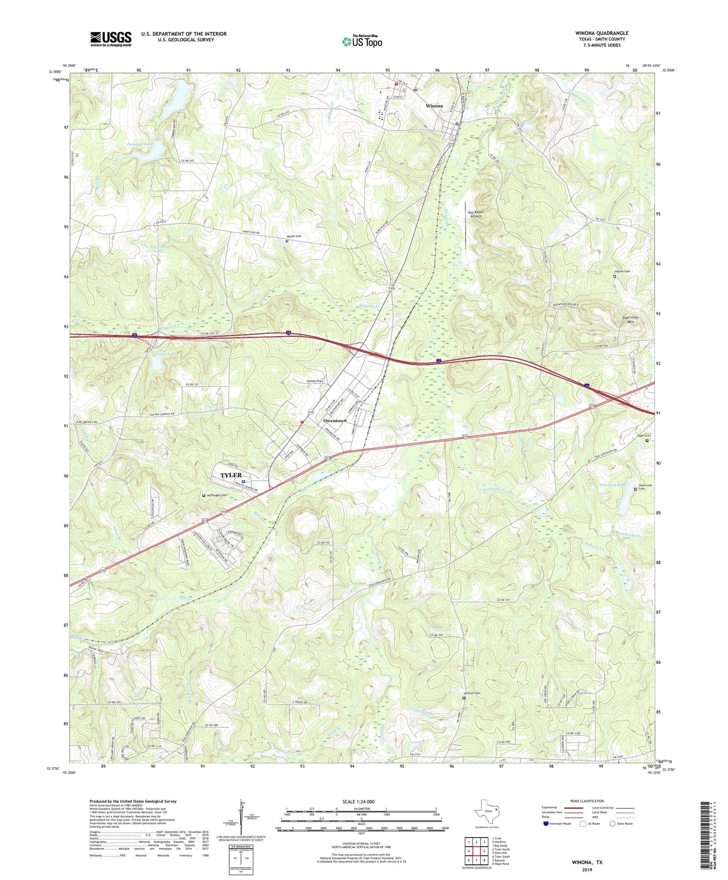 Winona Texas US Topo Map Image