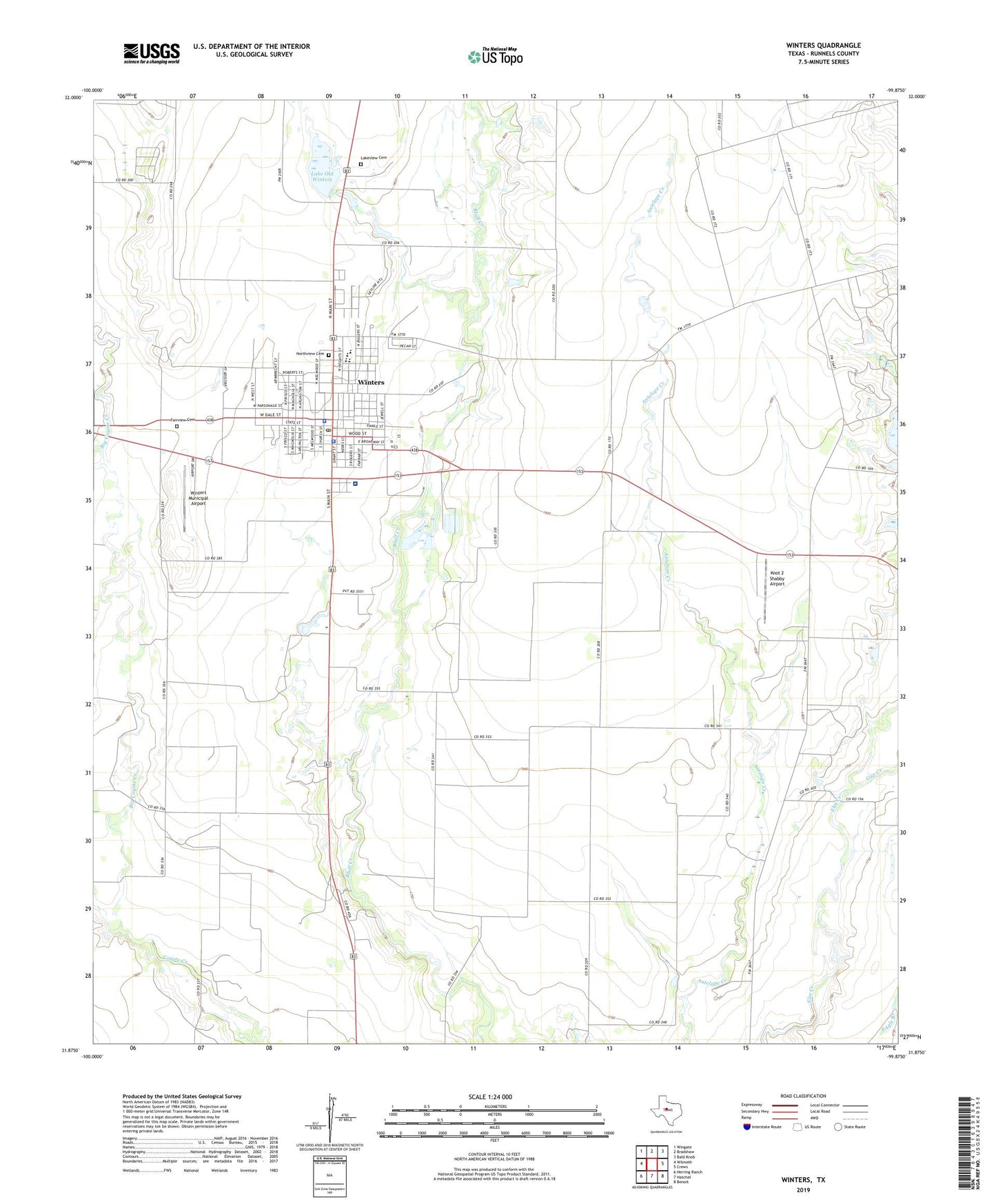 Winters Texas US Topo Map Image