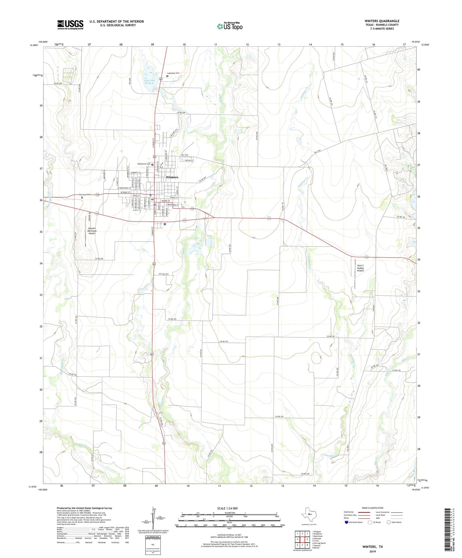 Winters Texas US Topo Map Image