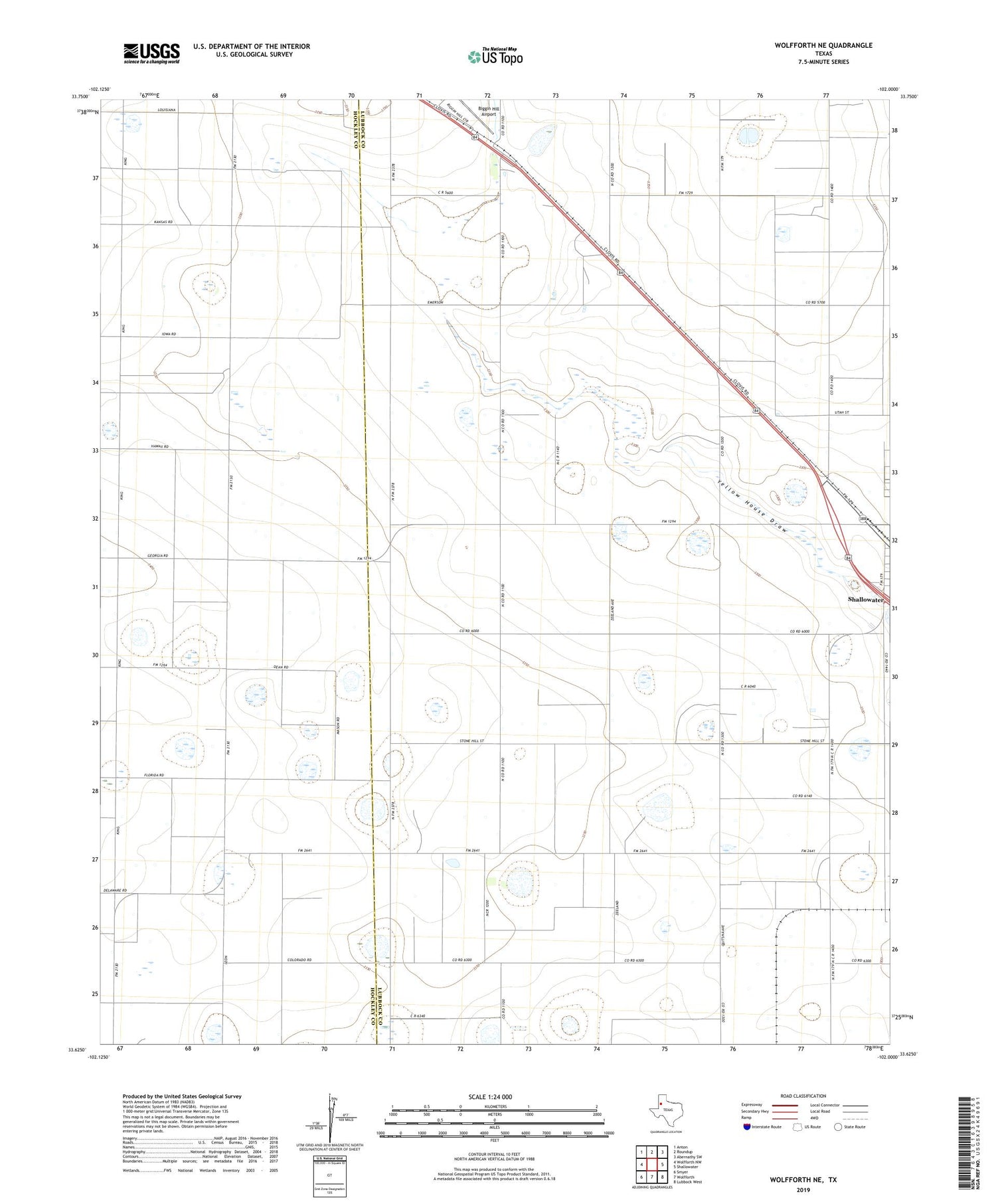 Wolfforth NE Texas US Topo Map Image