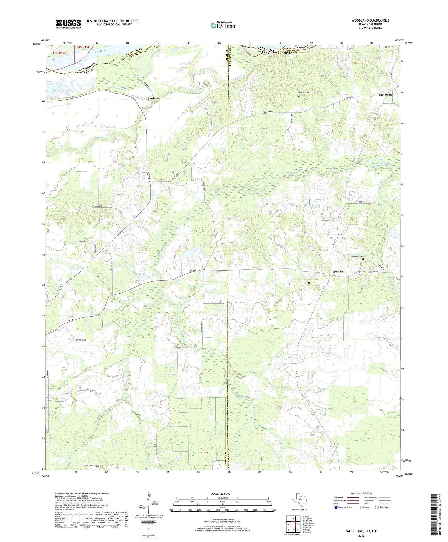 Woodland Texas US Topo Map Image