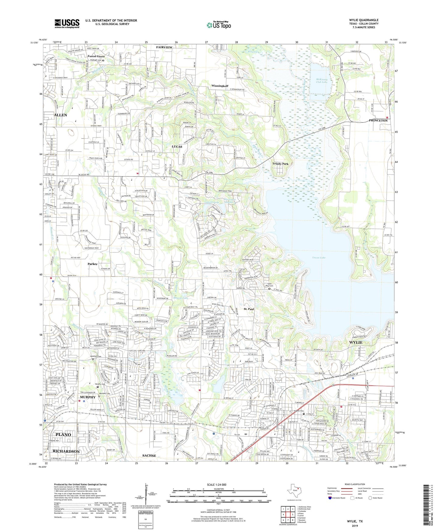 Wylie Texas US Topo Map Image
