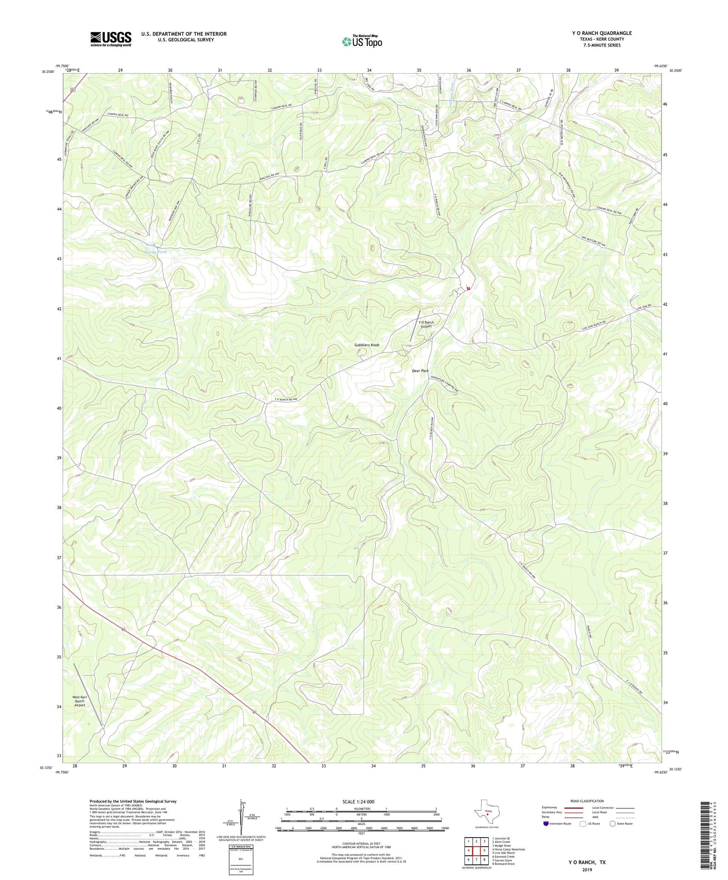 Y O Ranch Texas US Topo Map Image