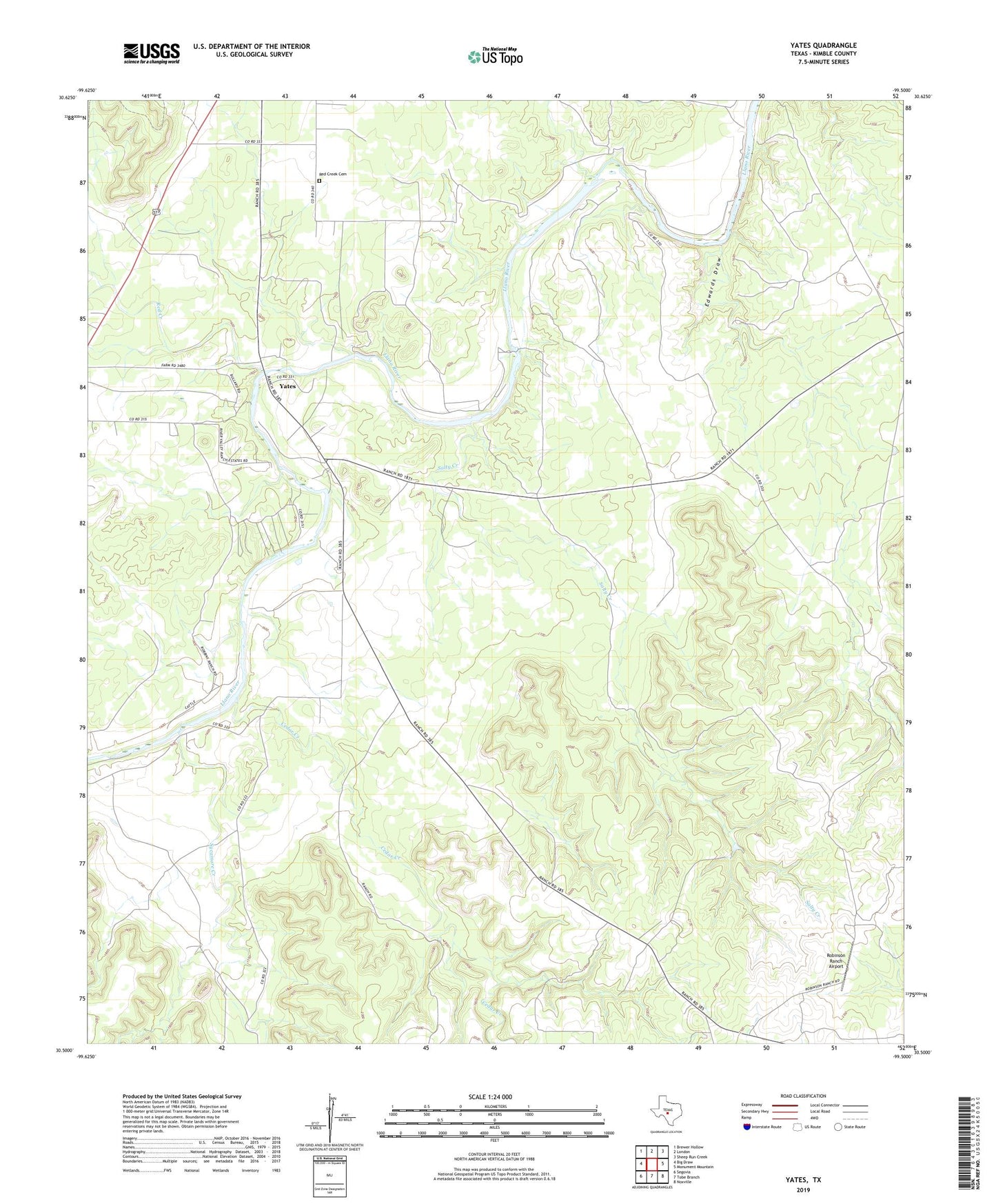 Yates Texas US Topo Map Image