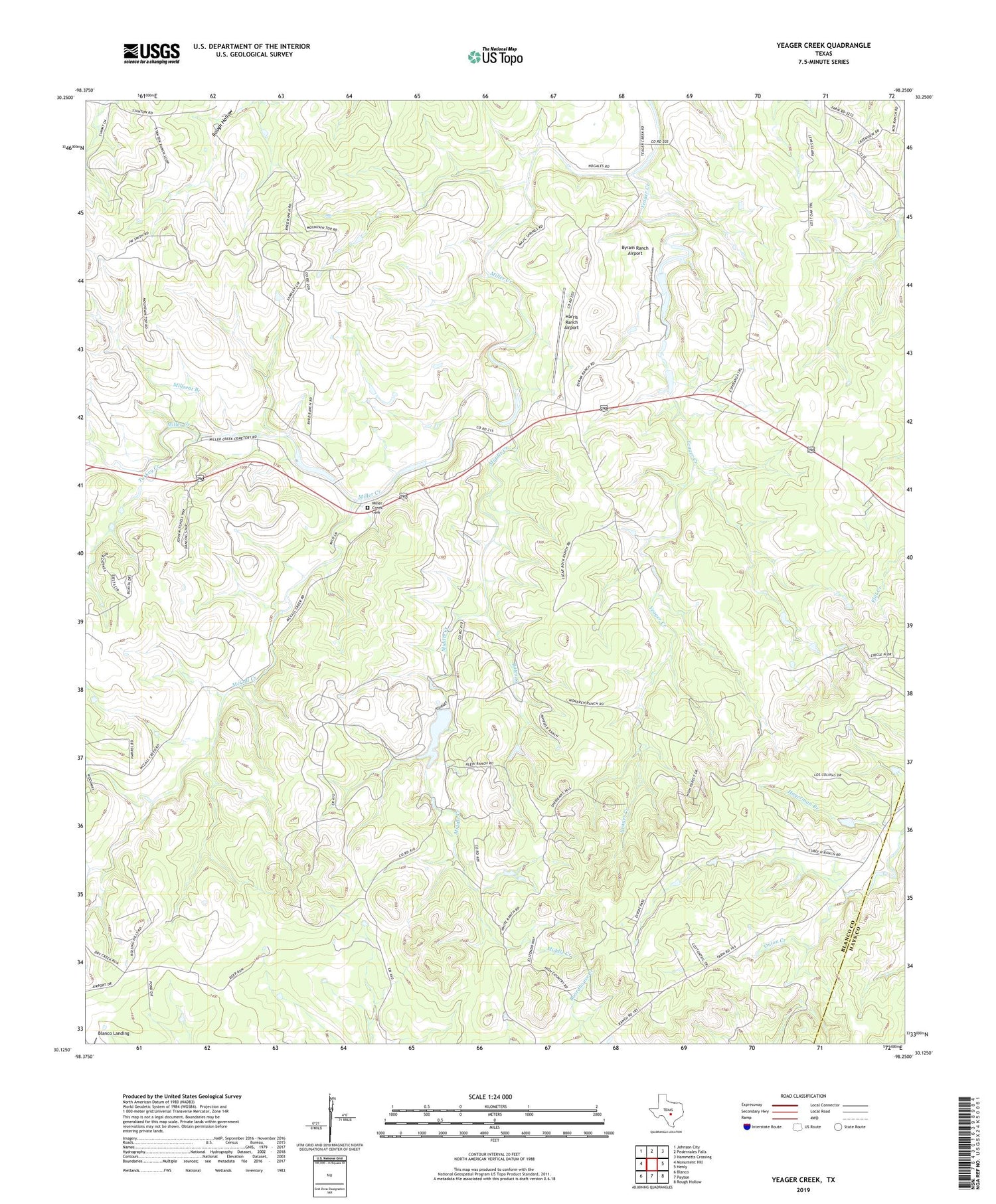 Yeager Creek Texas US Topo Map Image