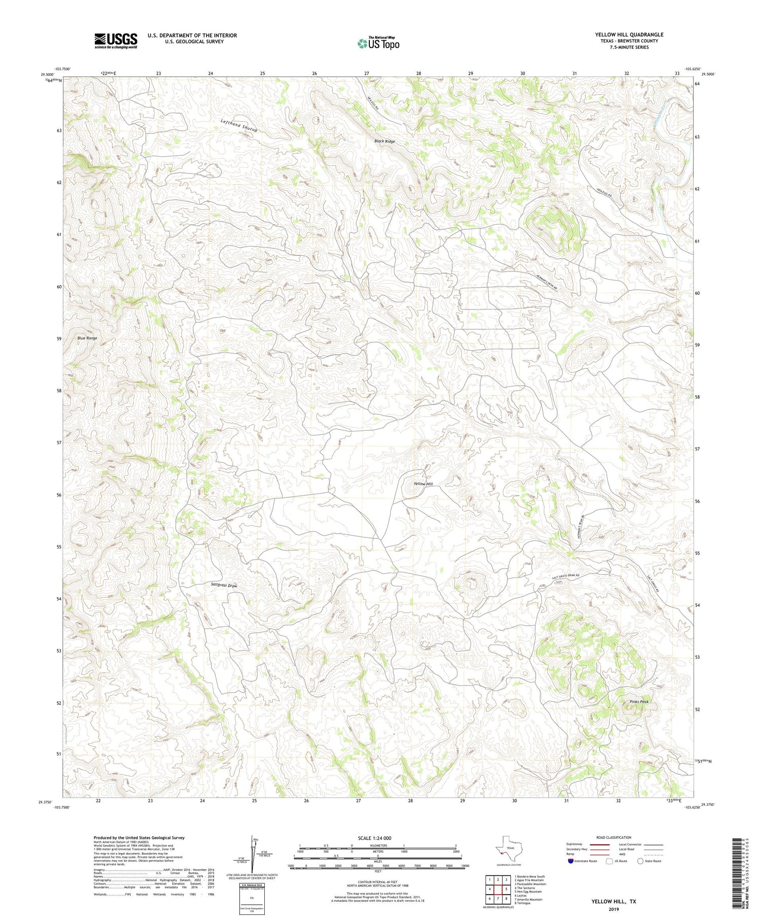 Yellow Hill Texas US Topo Map Image