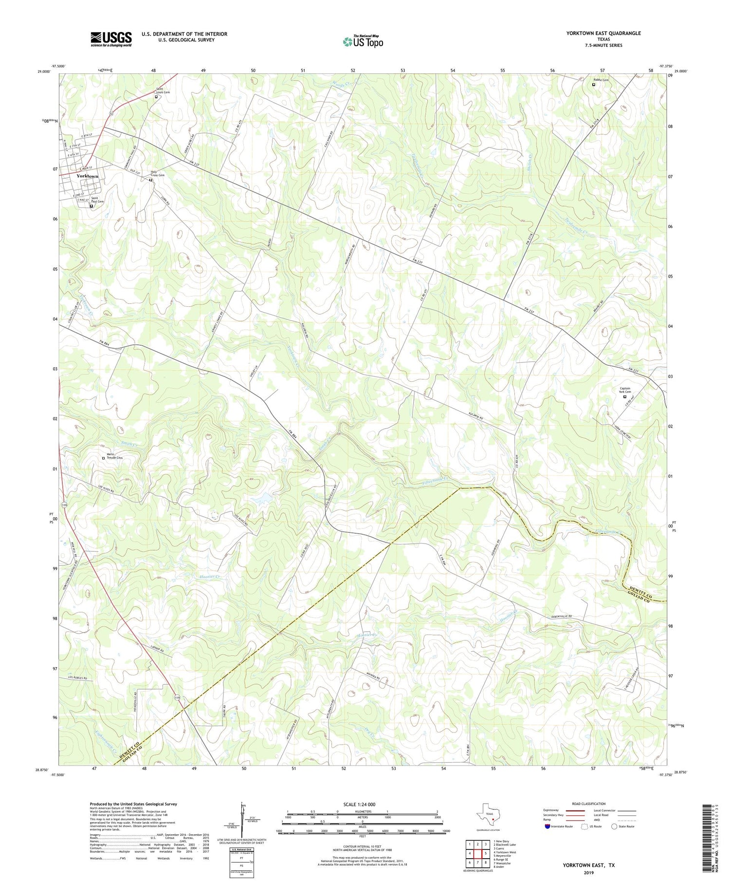 Yorktown East Texas US Topo Map Image