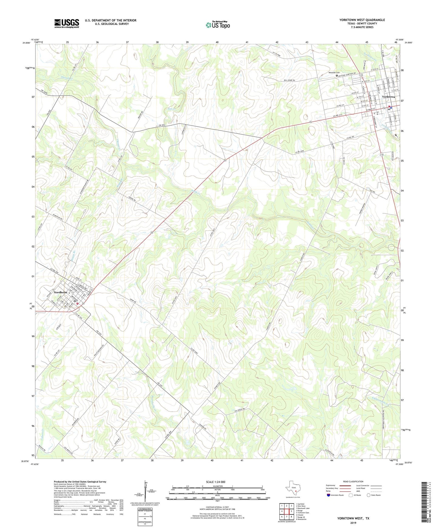 Yorktown West Texas US Topo Map Image