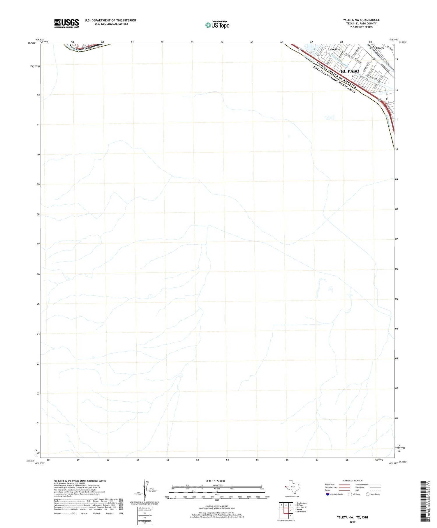 Ysleta NW Texas US Topo Map Image