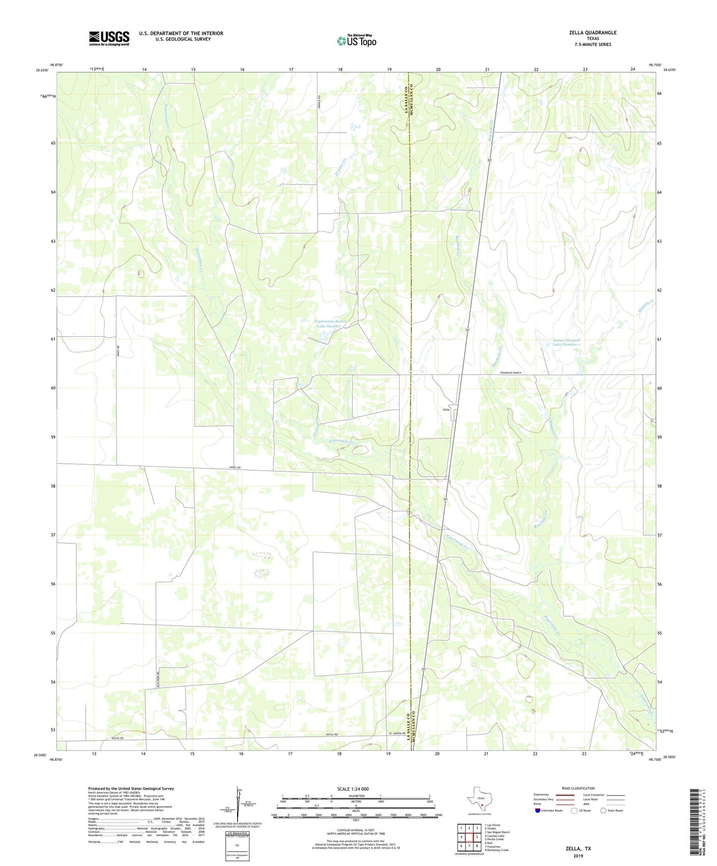 Zella Texas US Topo Map Image