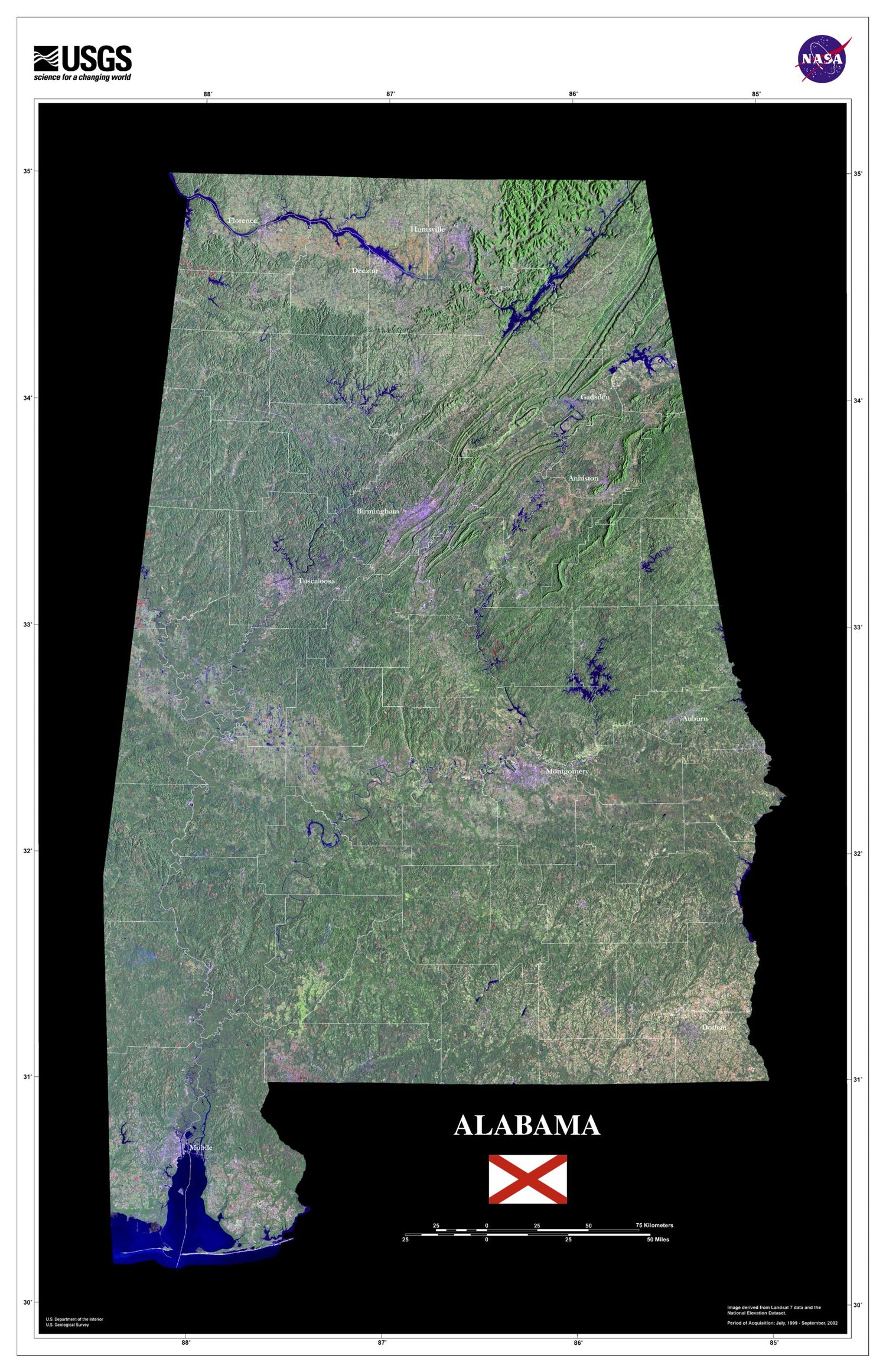 State of Alabama Satellite Map