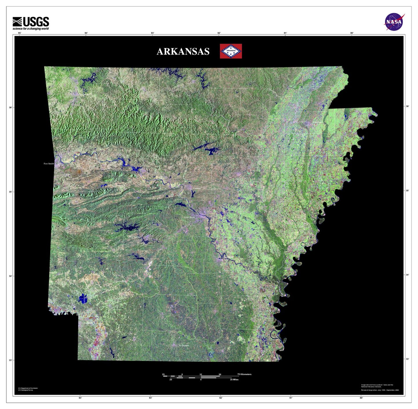 State of Arkansas Satellite Map