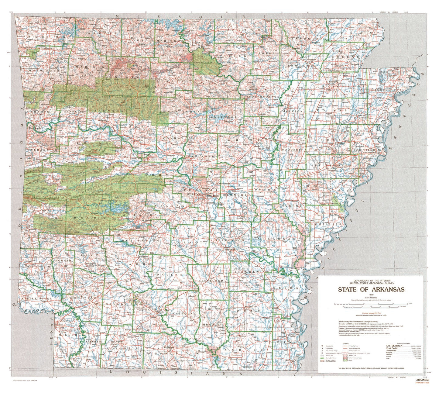 State of Arkansas Topographic Map