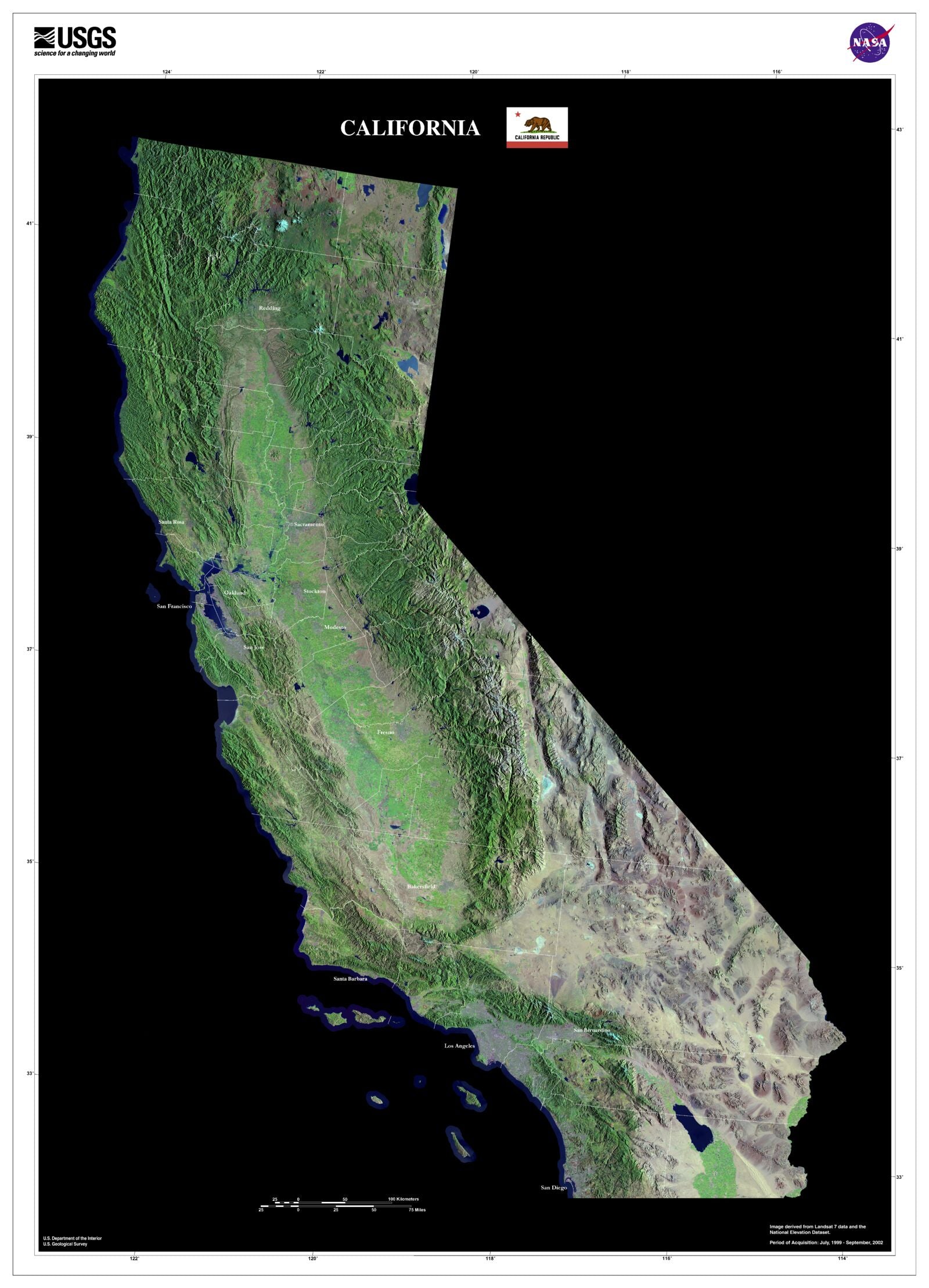 State of California Maps Page - USGS State California Landsat  california state park map