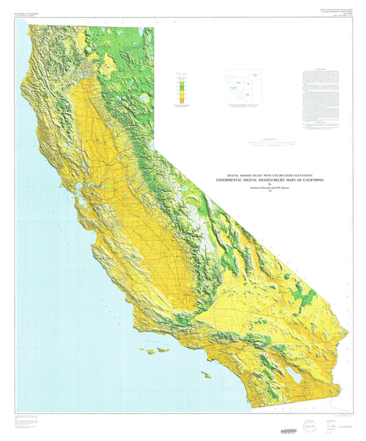 State of California Shaded Relief Color Map