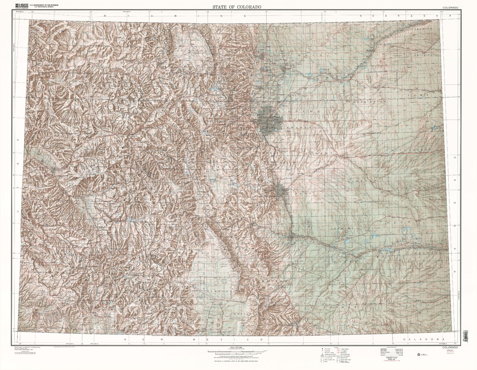 State of Colorado Maps MyTopo - USGS State Colorado Shaded Relief Topo 