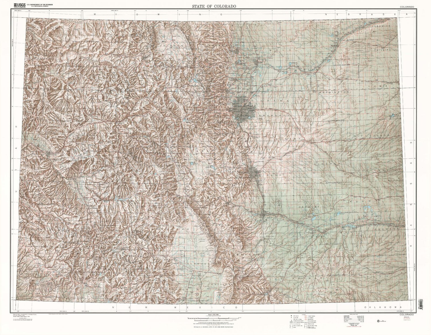 State of Colorado Shaded Relief Topo Map