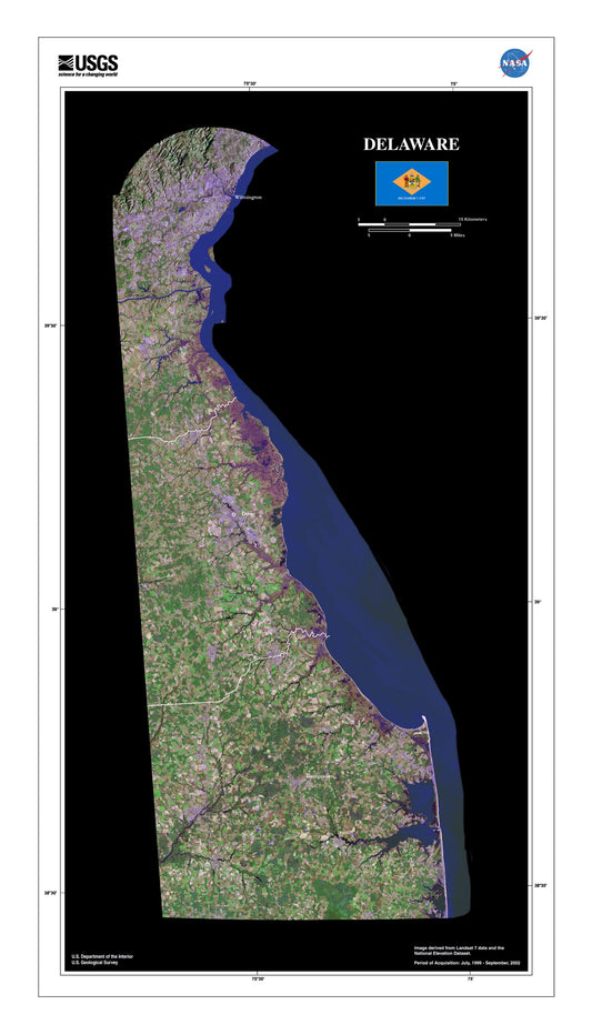 State of Delaware Satellite Map