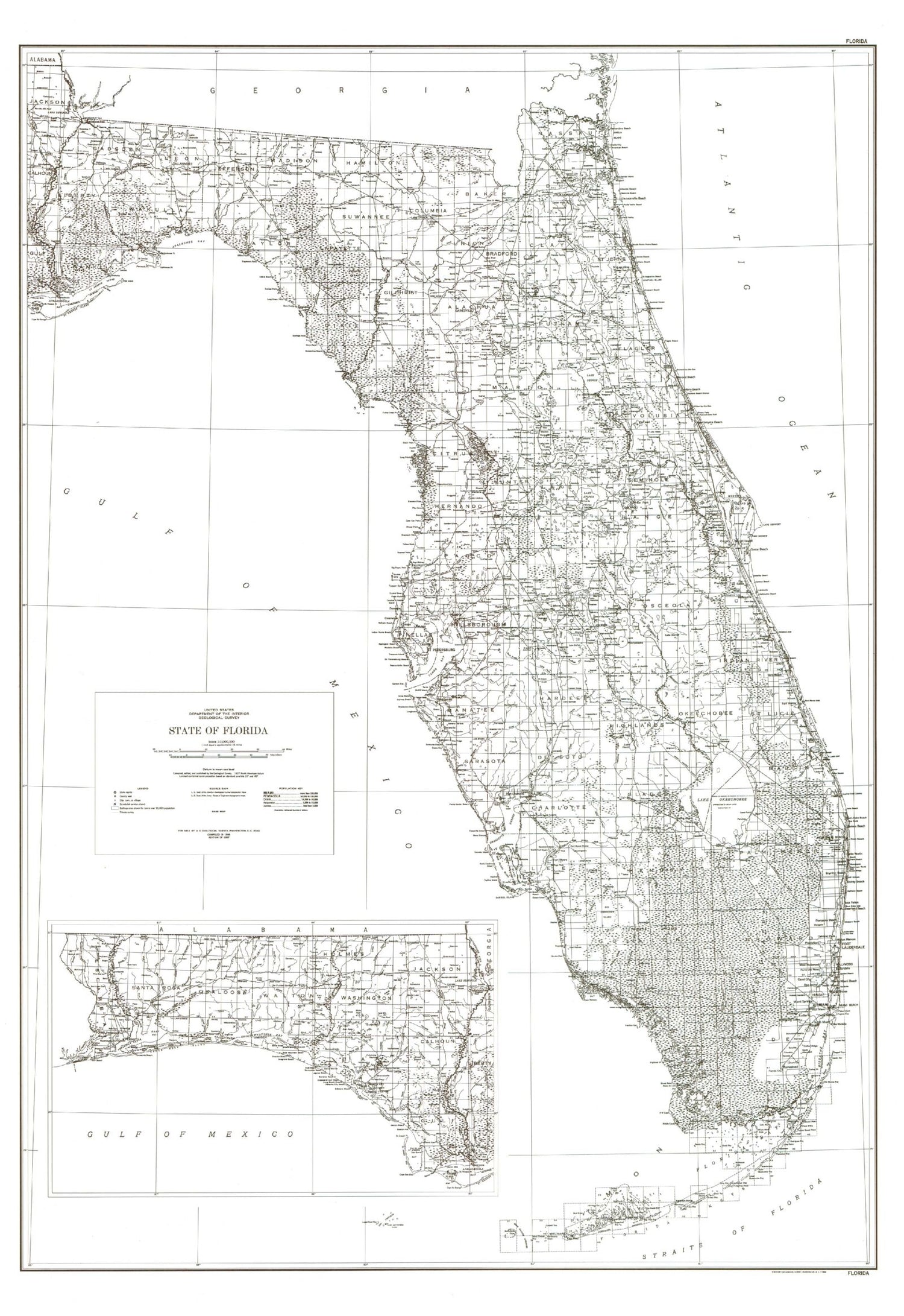 State of Florida Line Drawing Map