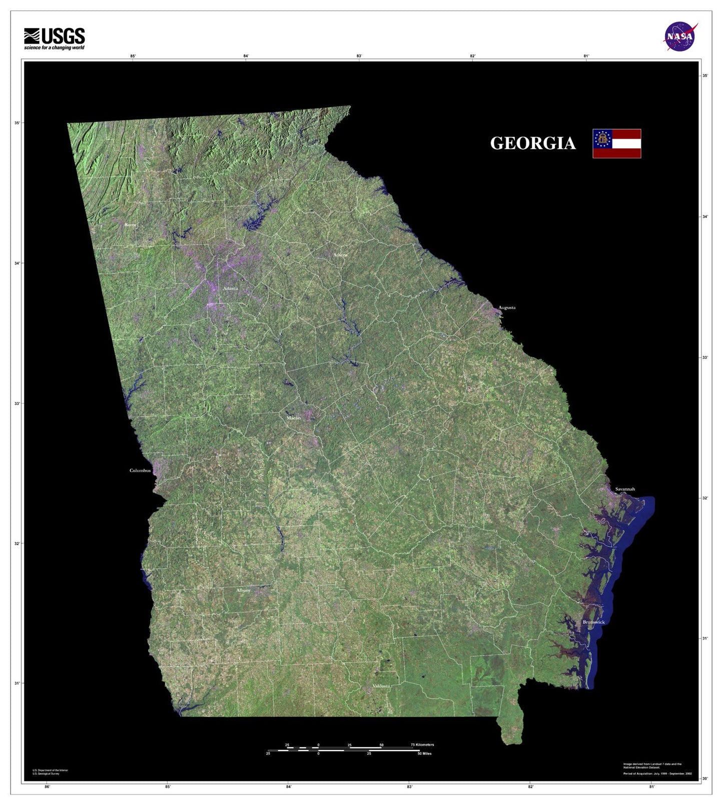 State of Georgia Satellite Map