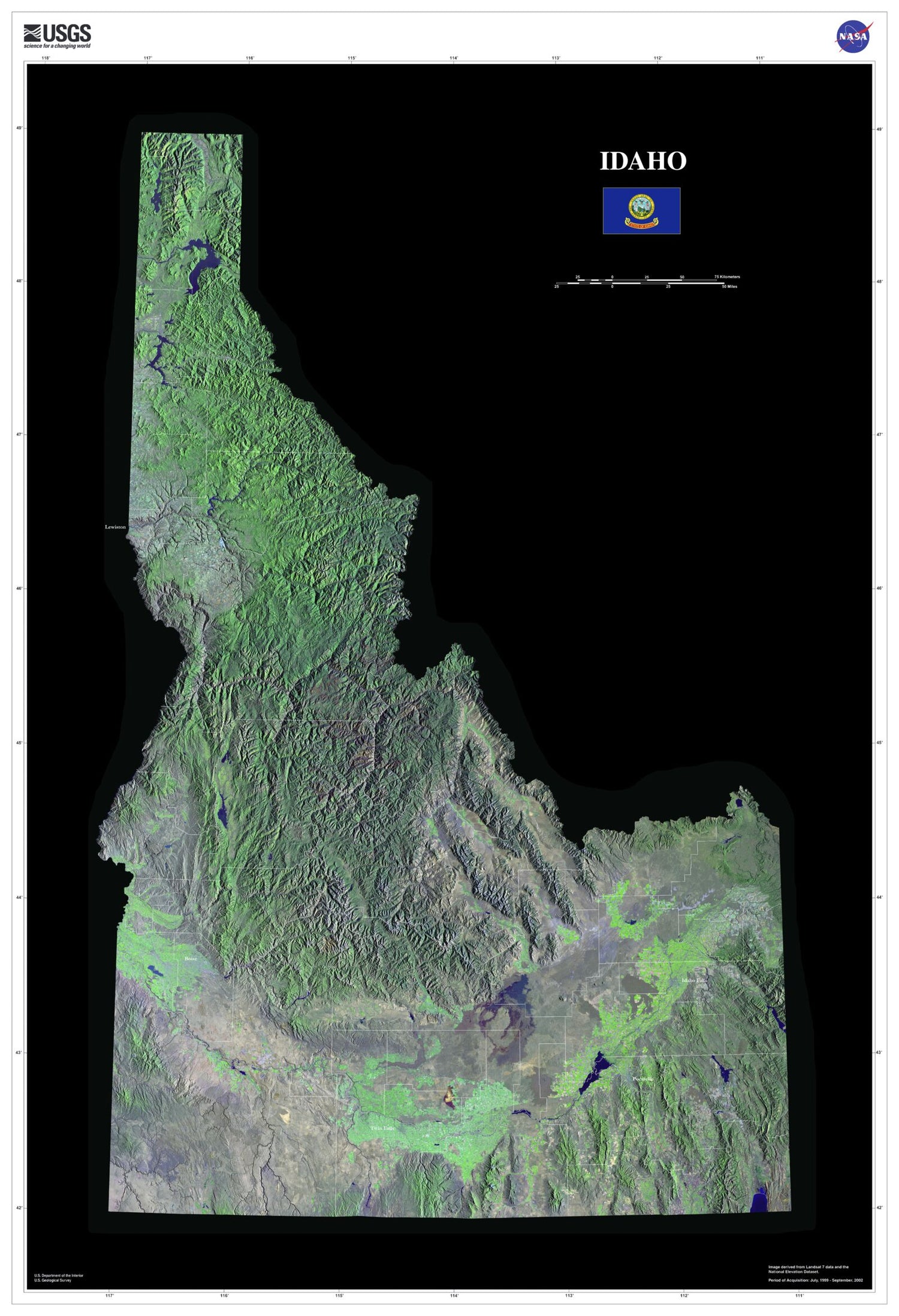 State of Idaho Satellite Map