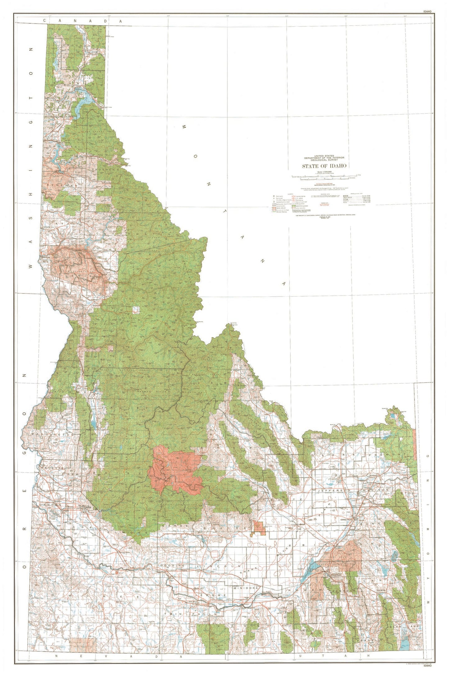 State of Idaho Topographic Map