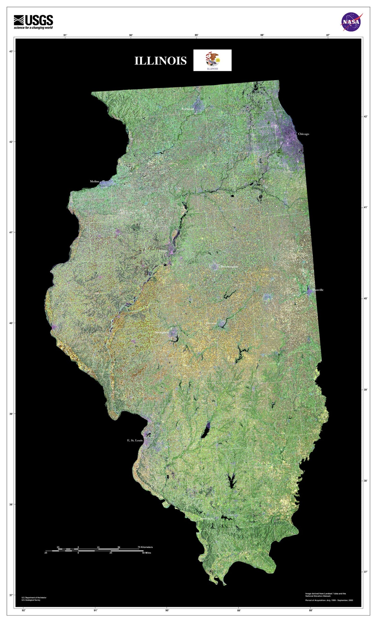 State of Illinois Satellite Map