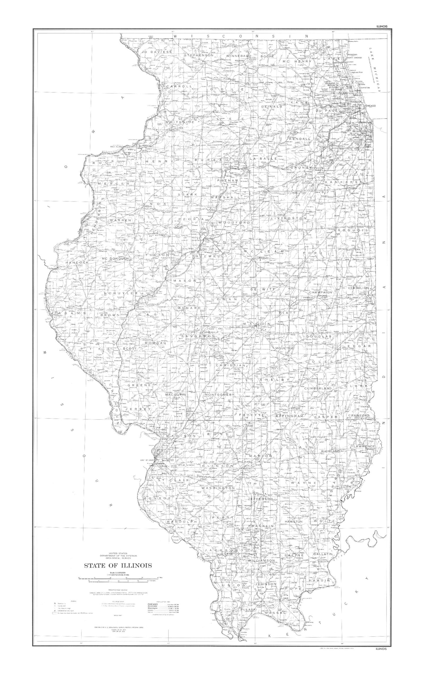 State of Illinois Line Drawing Map