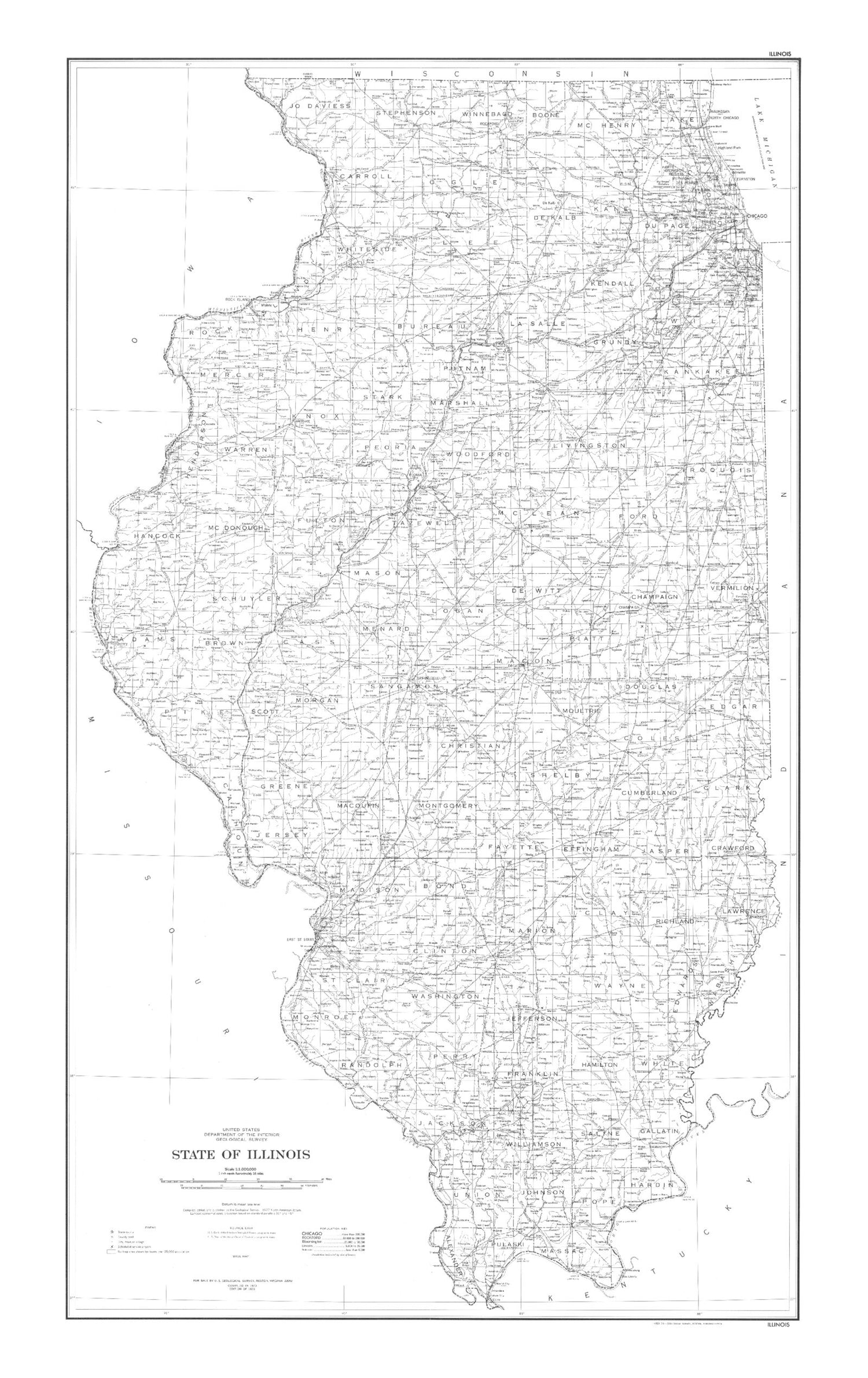 State of Illinois Line Drawing Map