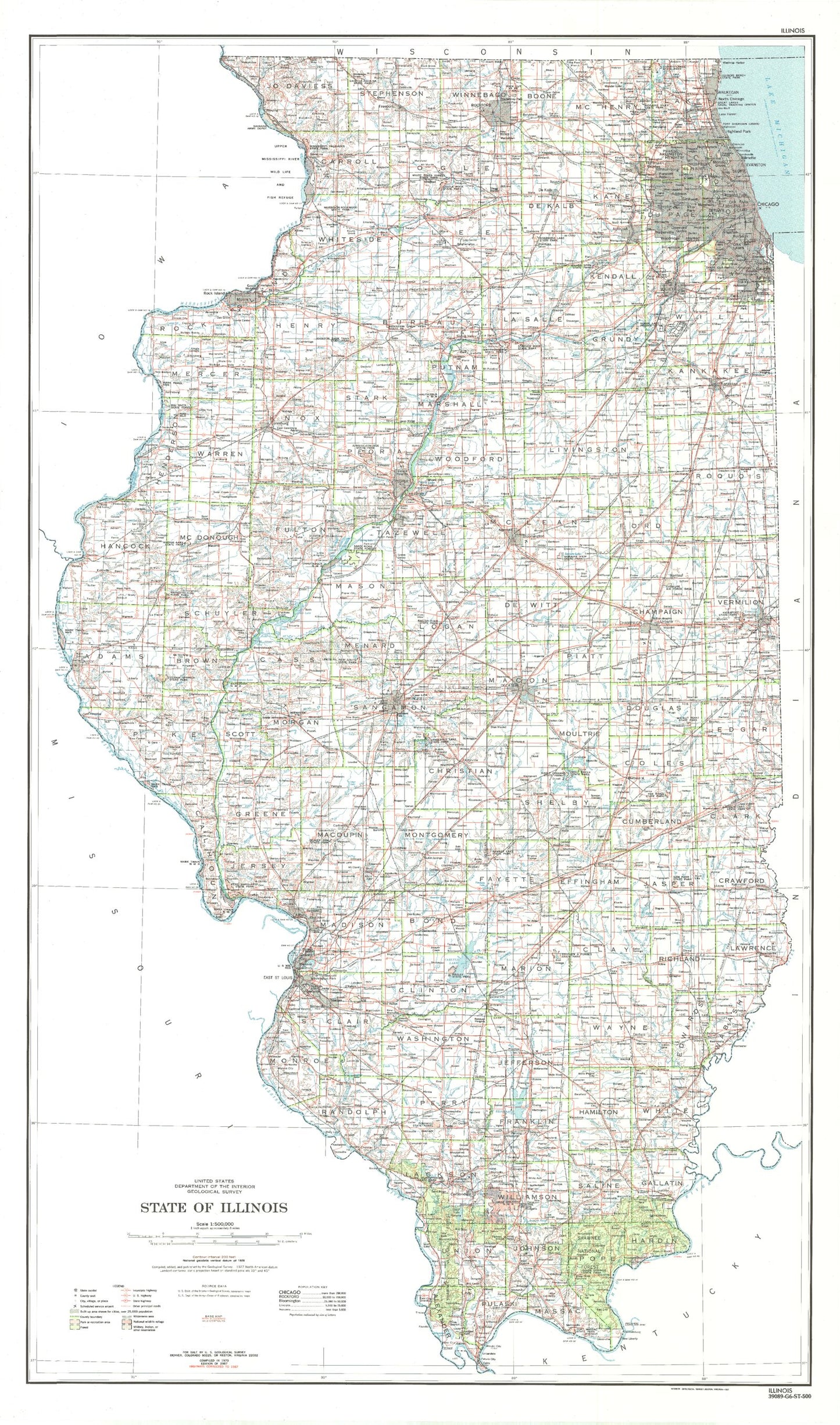 State of Illinois Topographic Map