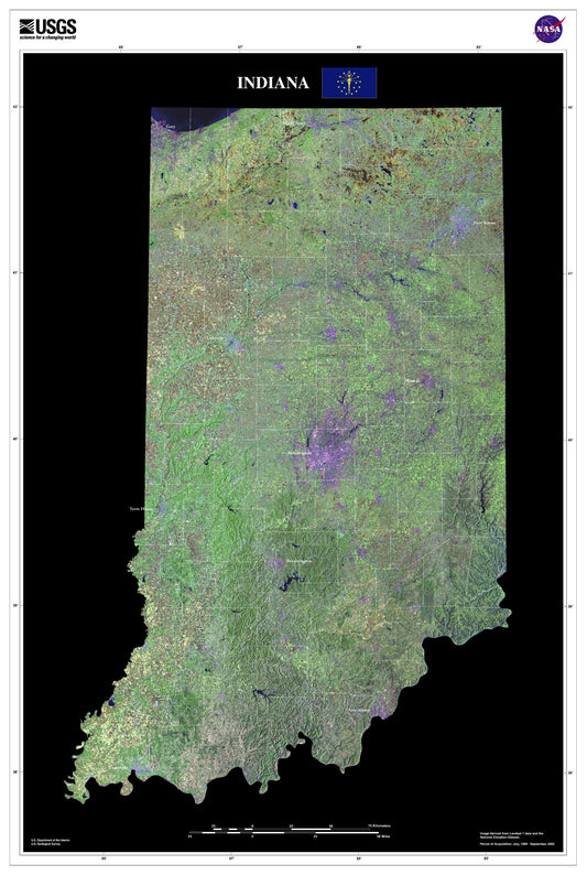 State of Indiana Satellite Map