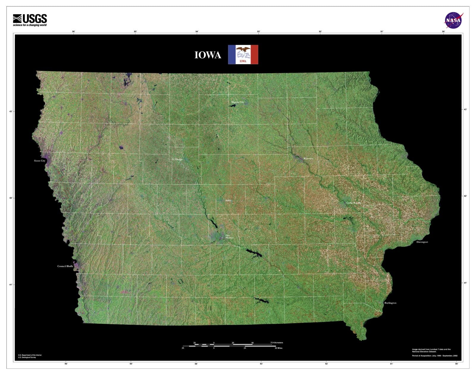 Iowa Stream Maps State of Iowa Satellite Map – MyTopo Map Store