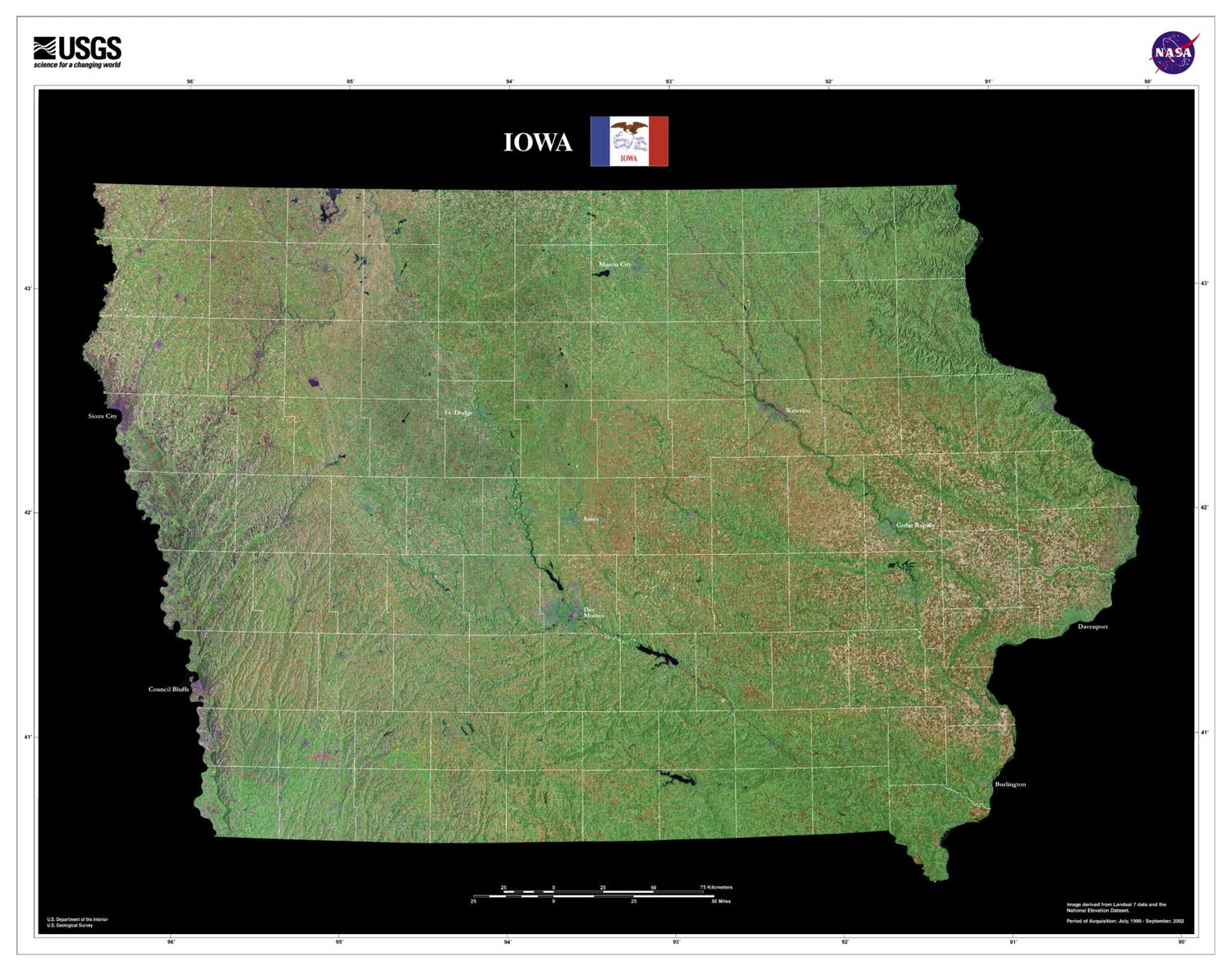 State of Iowa Satellite Map