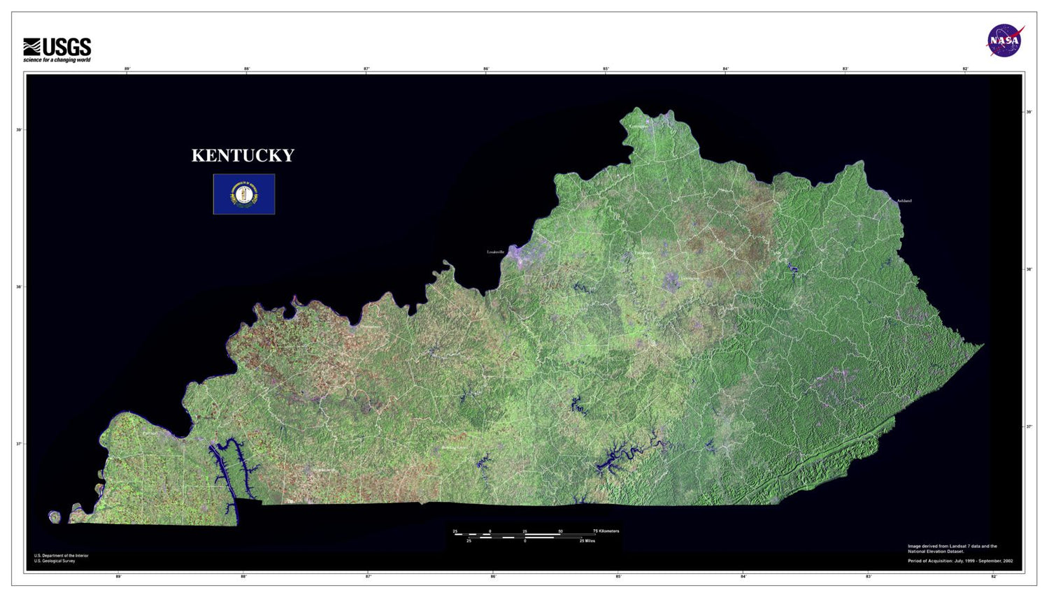 State of Kentucky Satellite Map