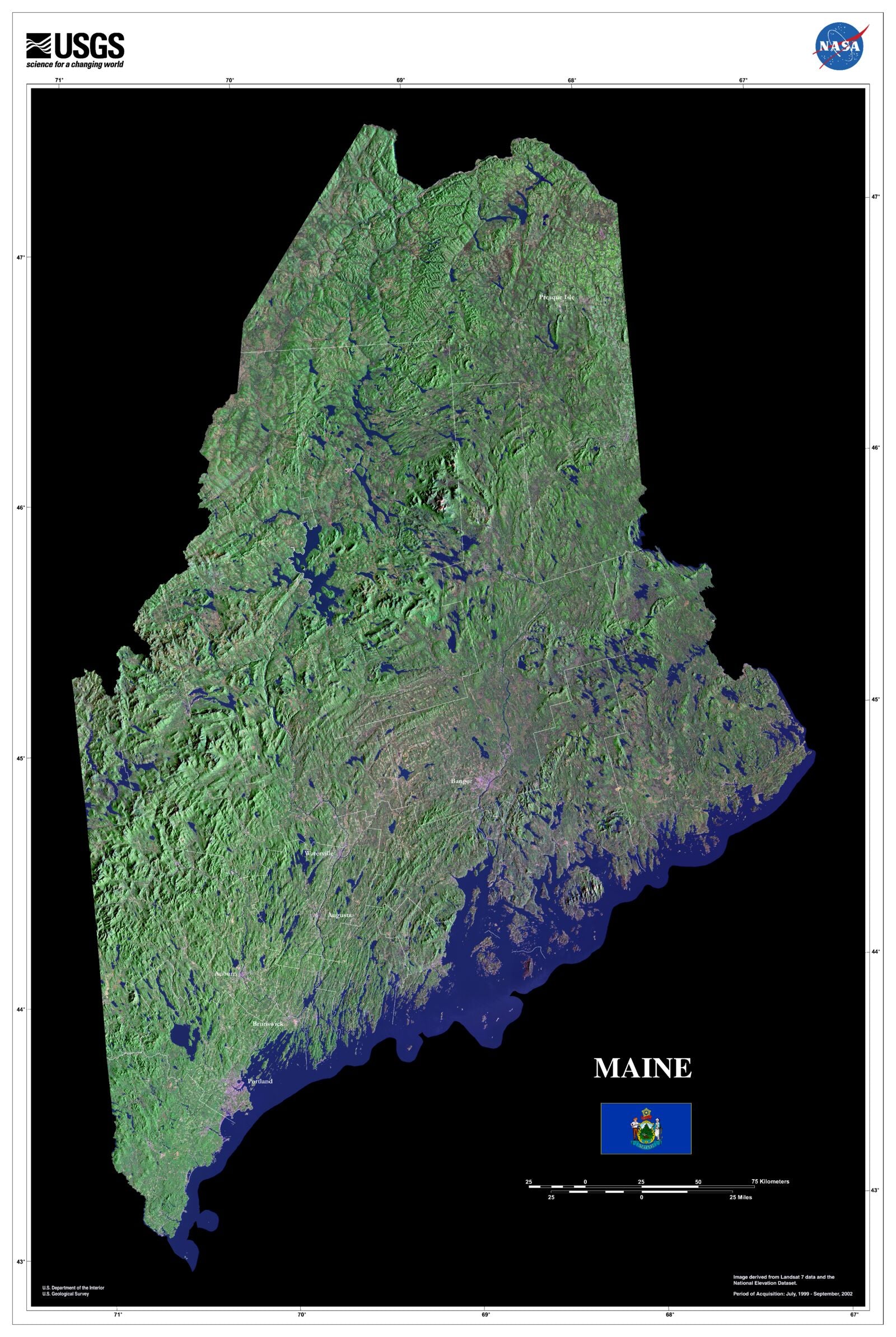 State of Maine Maps MyTopo Map - USGS State Maine Landsat 
