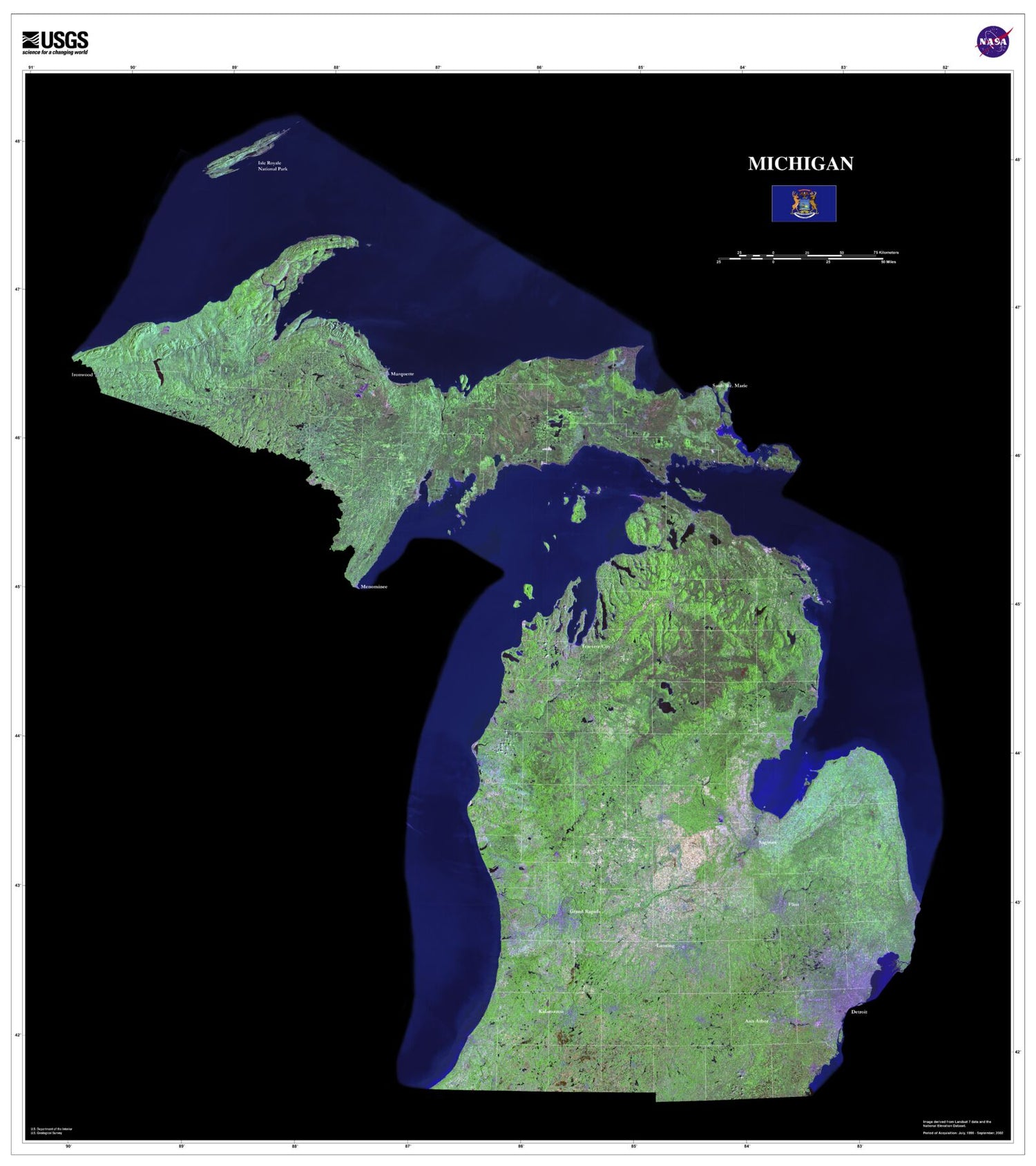 State of Michigan Satellite Map