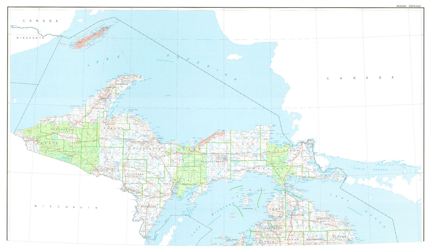 State of Michigan North Topographic Map