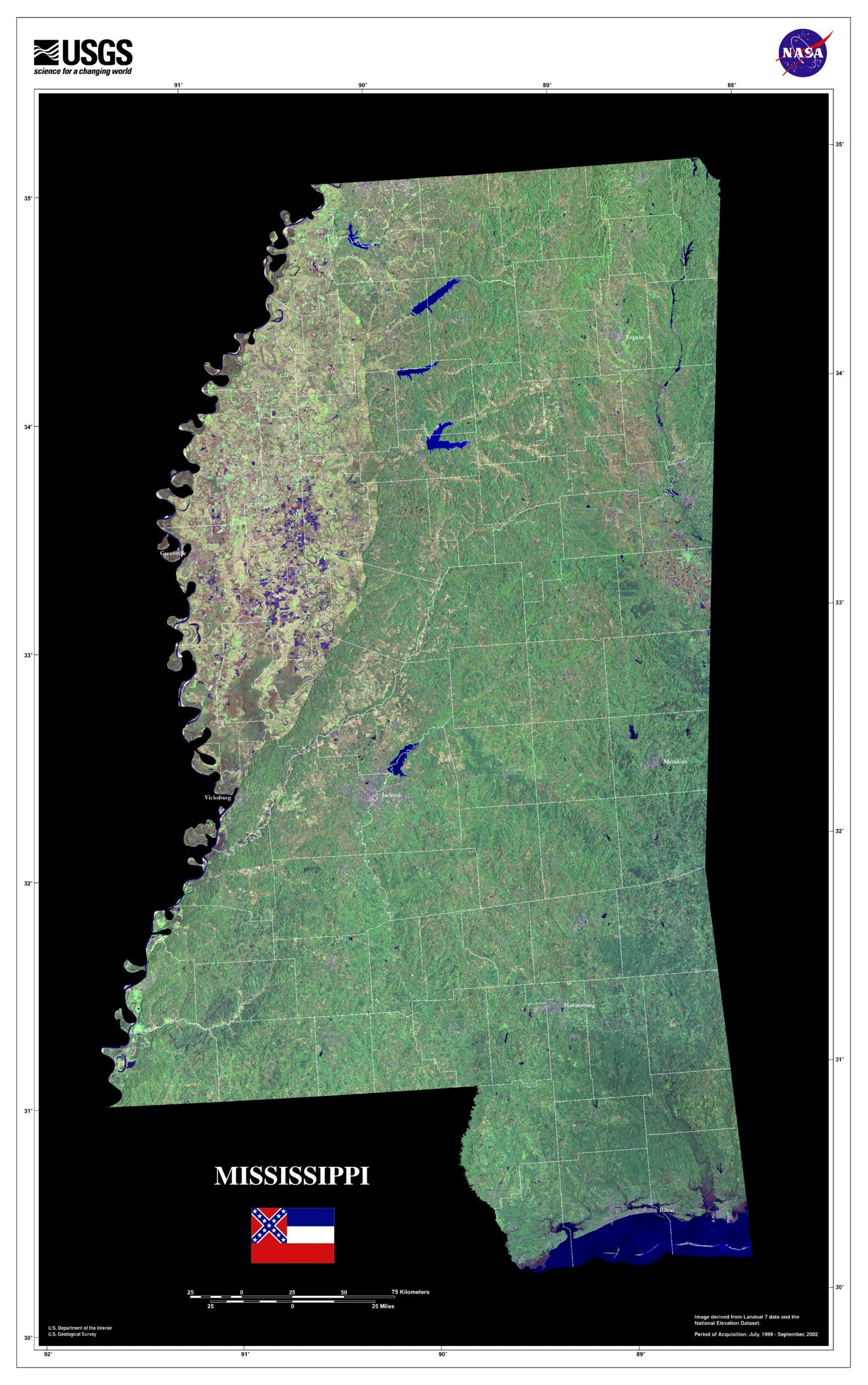 State of Mississippi Satellite Map