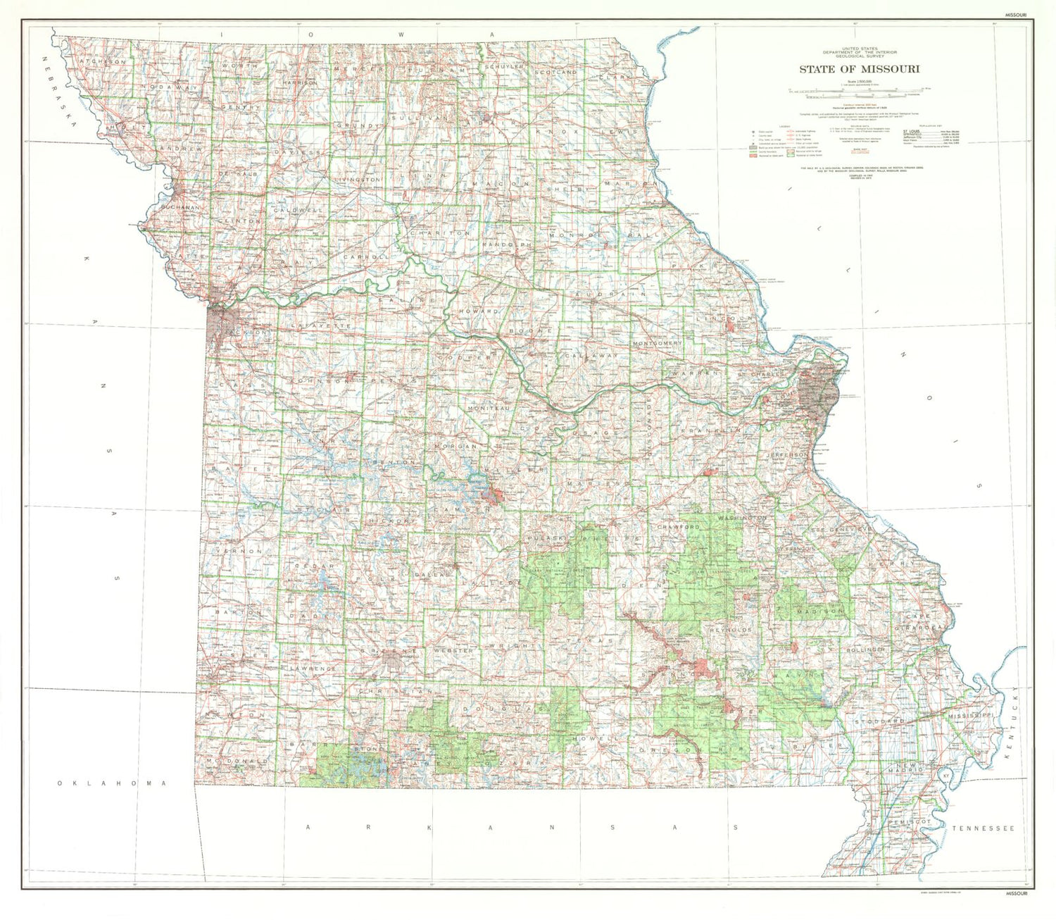 State of Missouri Topographic Map