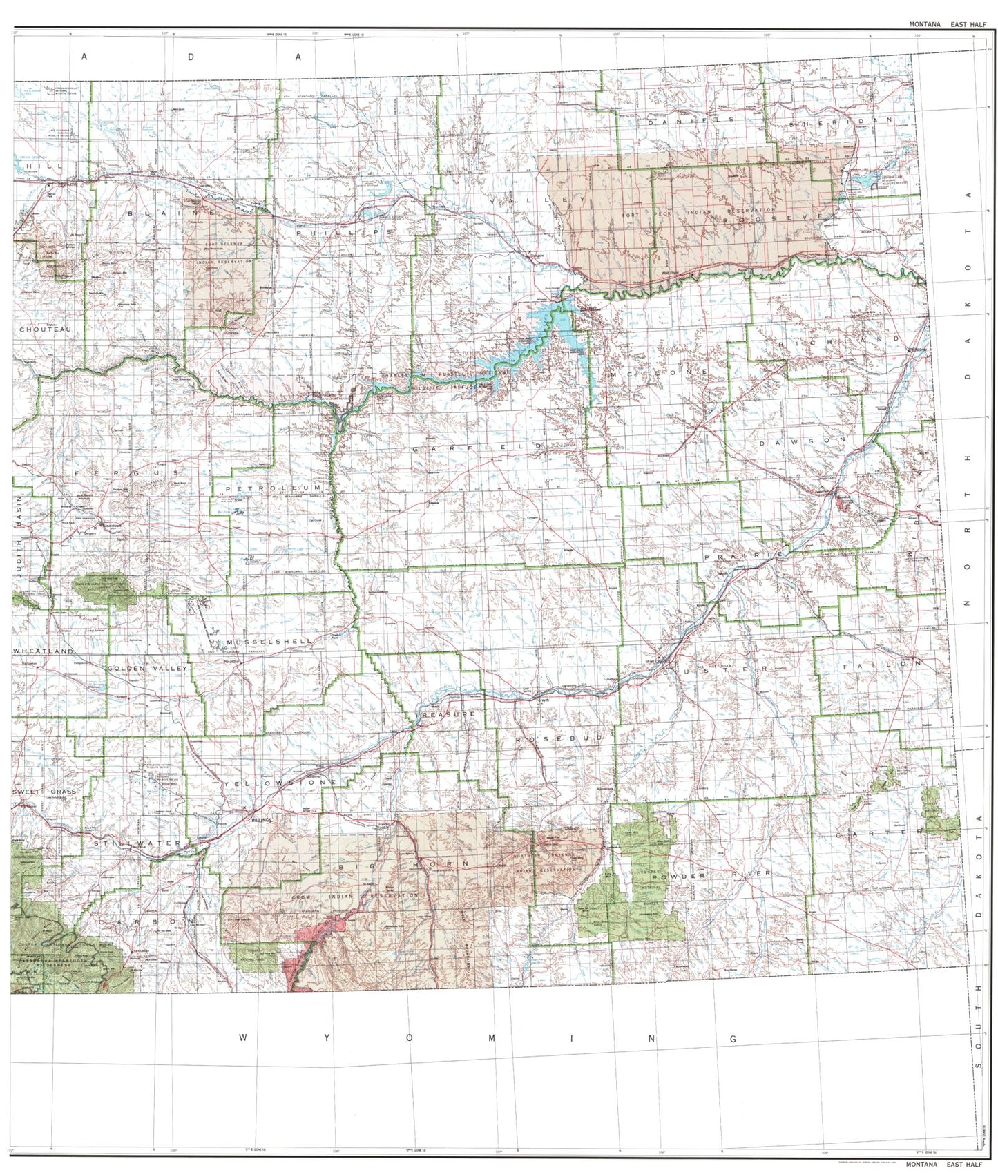 State of Montana East Topographic Map