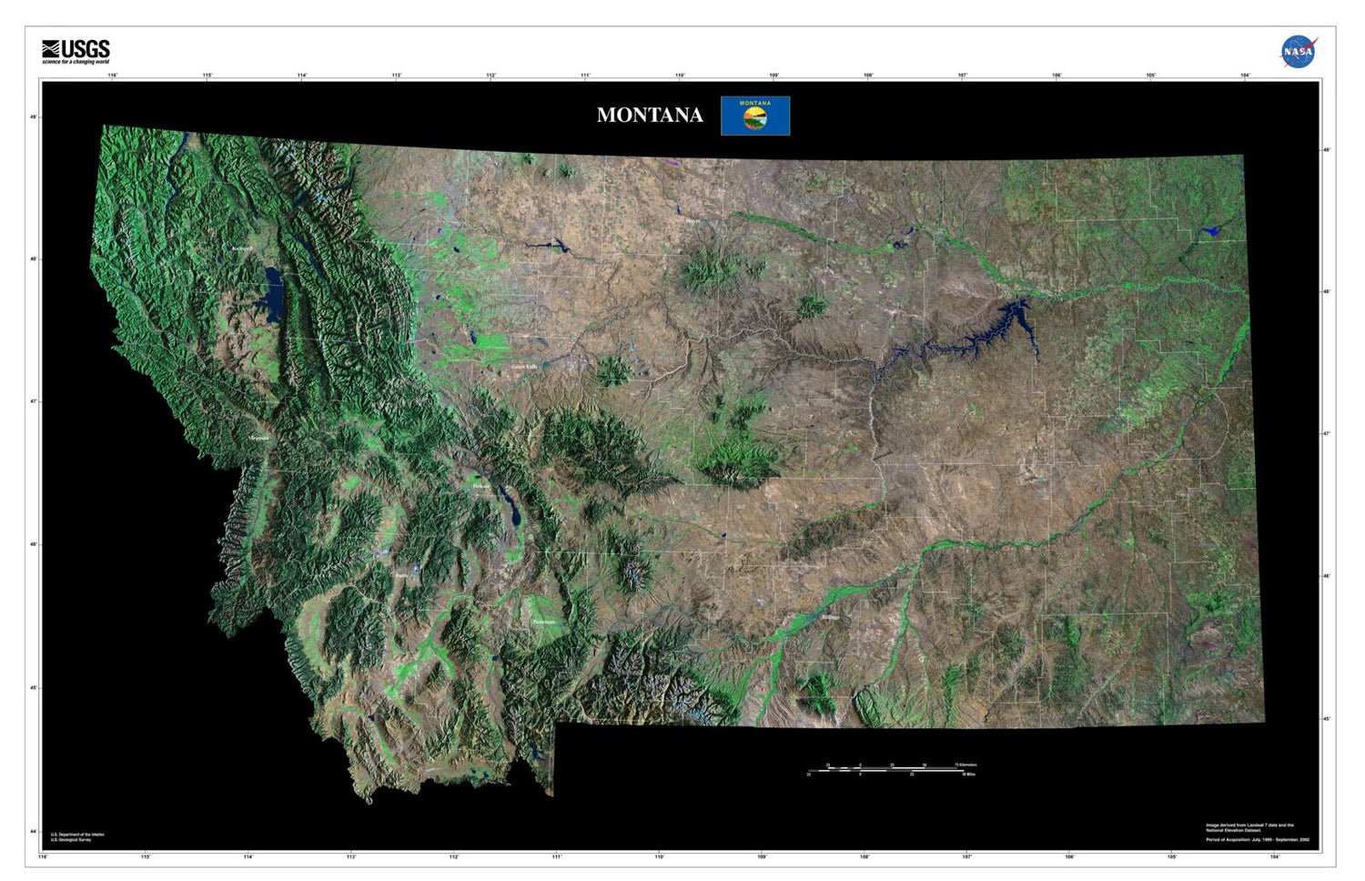 State of Montana Satellite Map