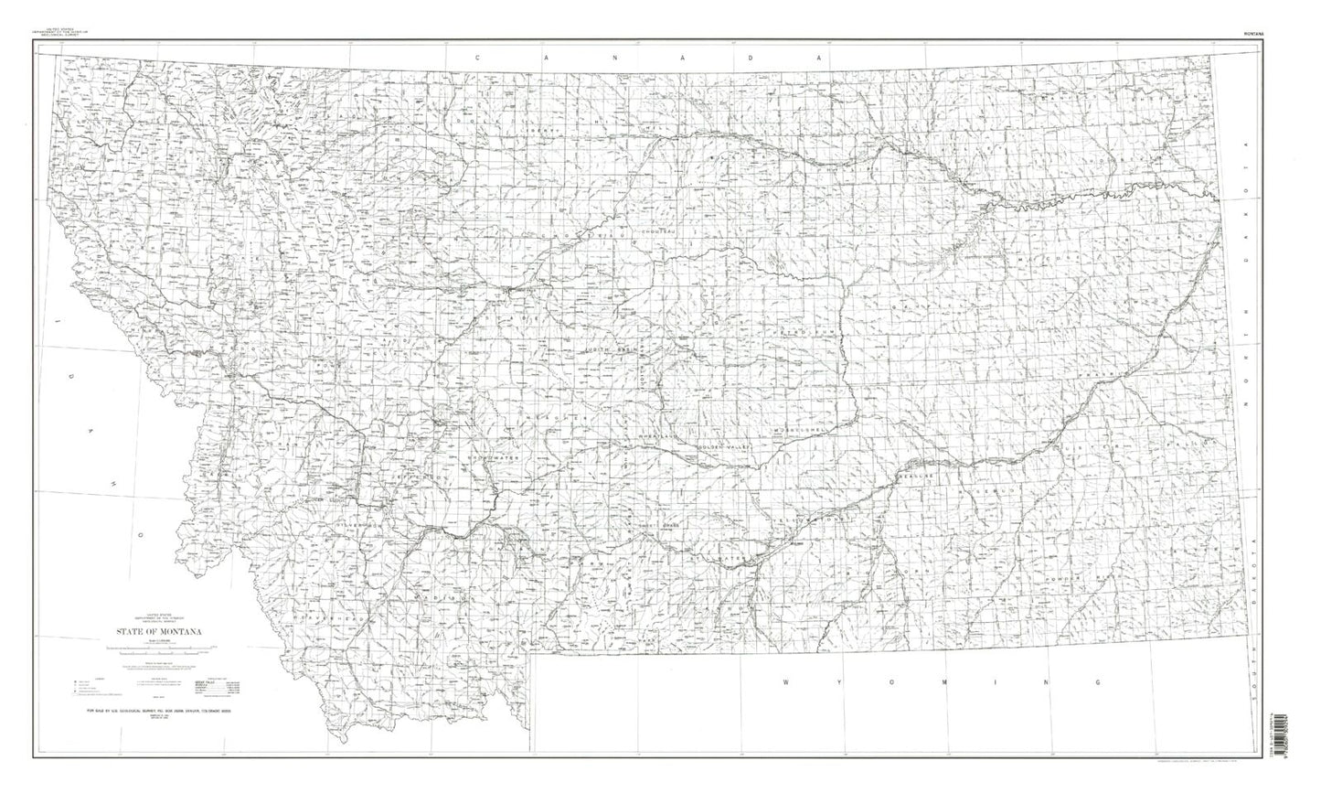 State of Montana Line Drawing Map