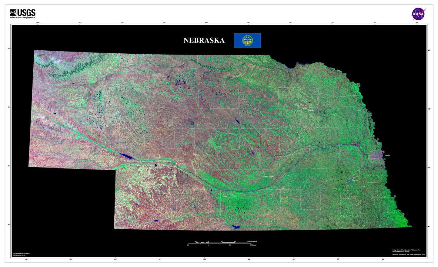 State of Nebraska Satellite Map