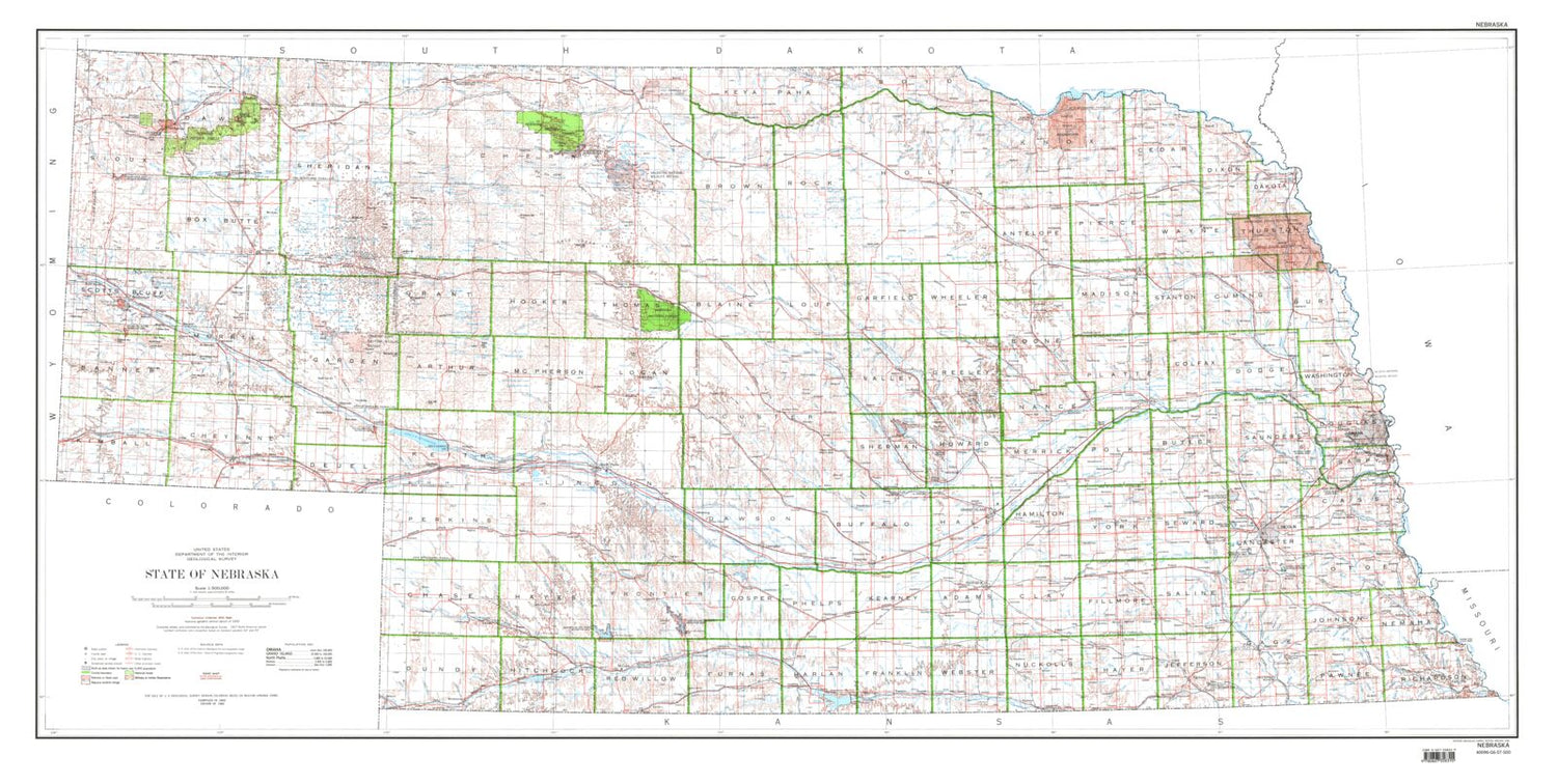 State of Nebraska Topographic Map