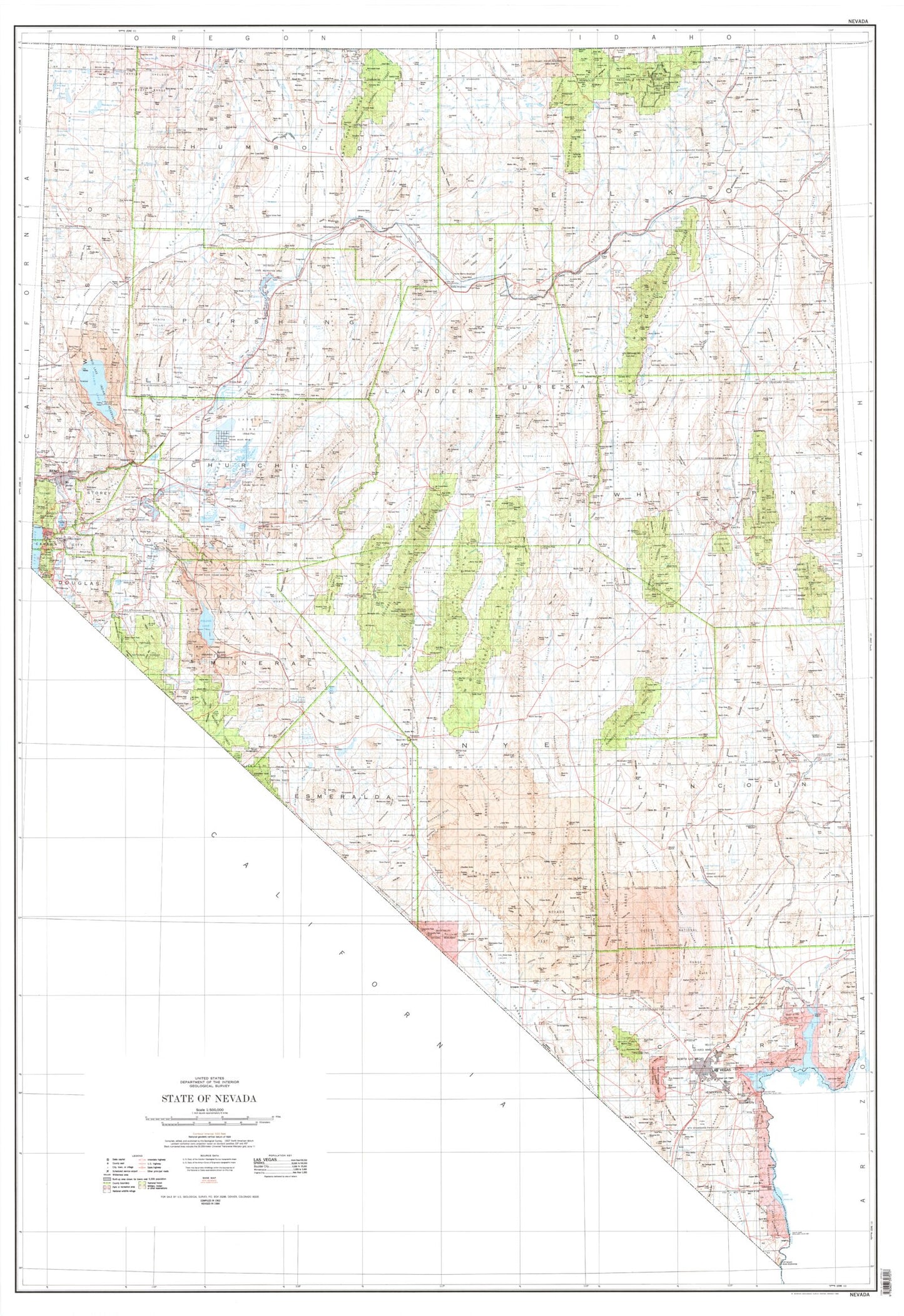 State of Nevada Topographic Map