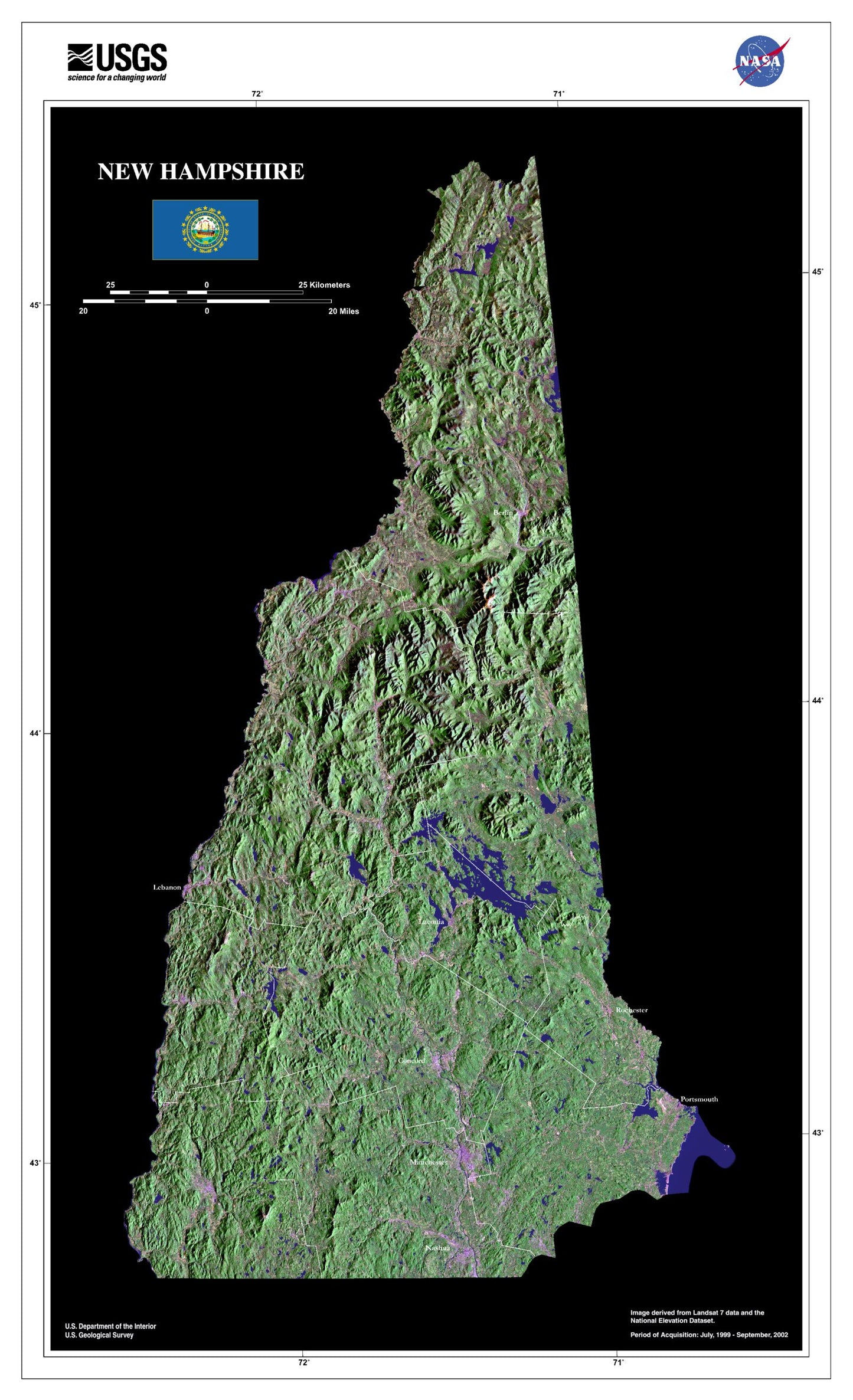 State of New Hampshire Satellite Map