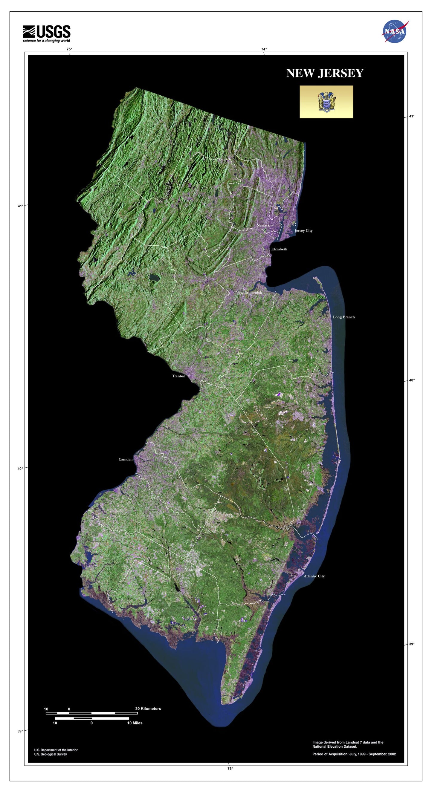 State of New Jersey Satellite Map